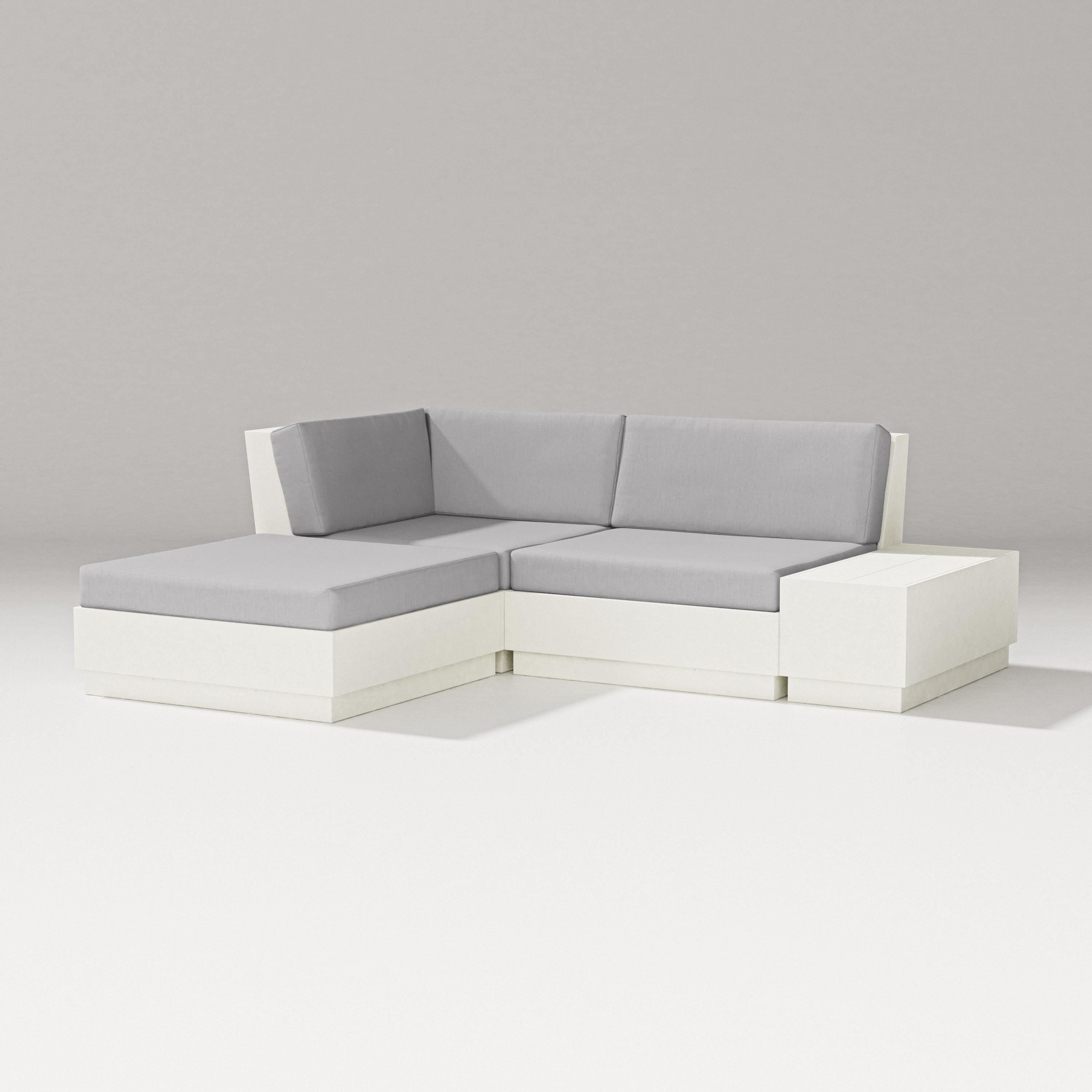 PW Designer Series Elevate Loveseat Sectional with Chaise in Vintage White / Granite
