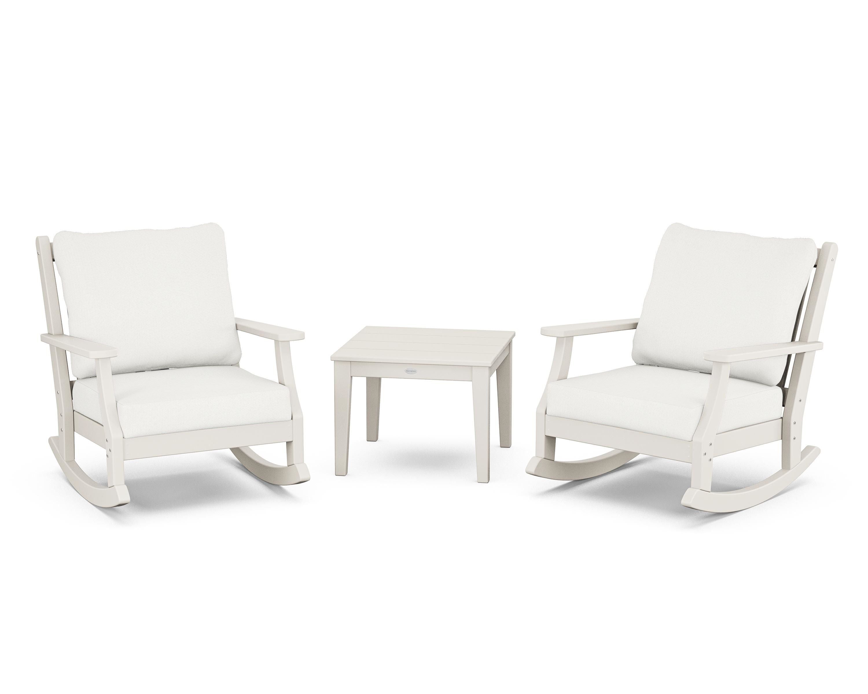 Country Living Wovendale 3-Piece Deep Seating Rocker Set in Sand / Natural Linen