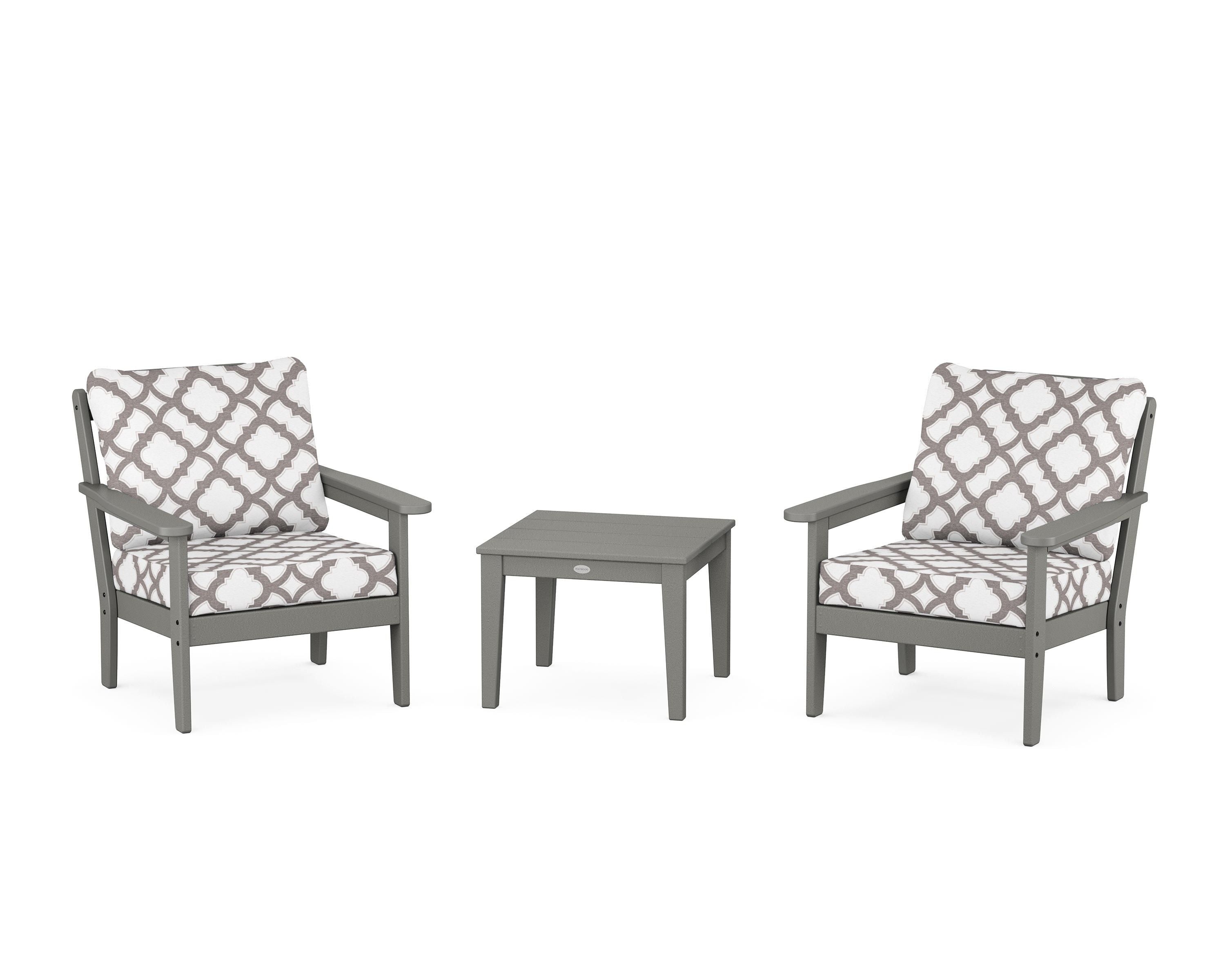 Country Living Cottage 3-Piece Deep Seating Set in Slate Grey / Trellis Grey Mist