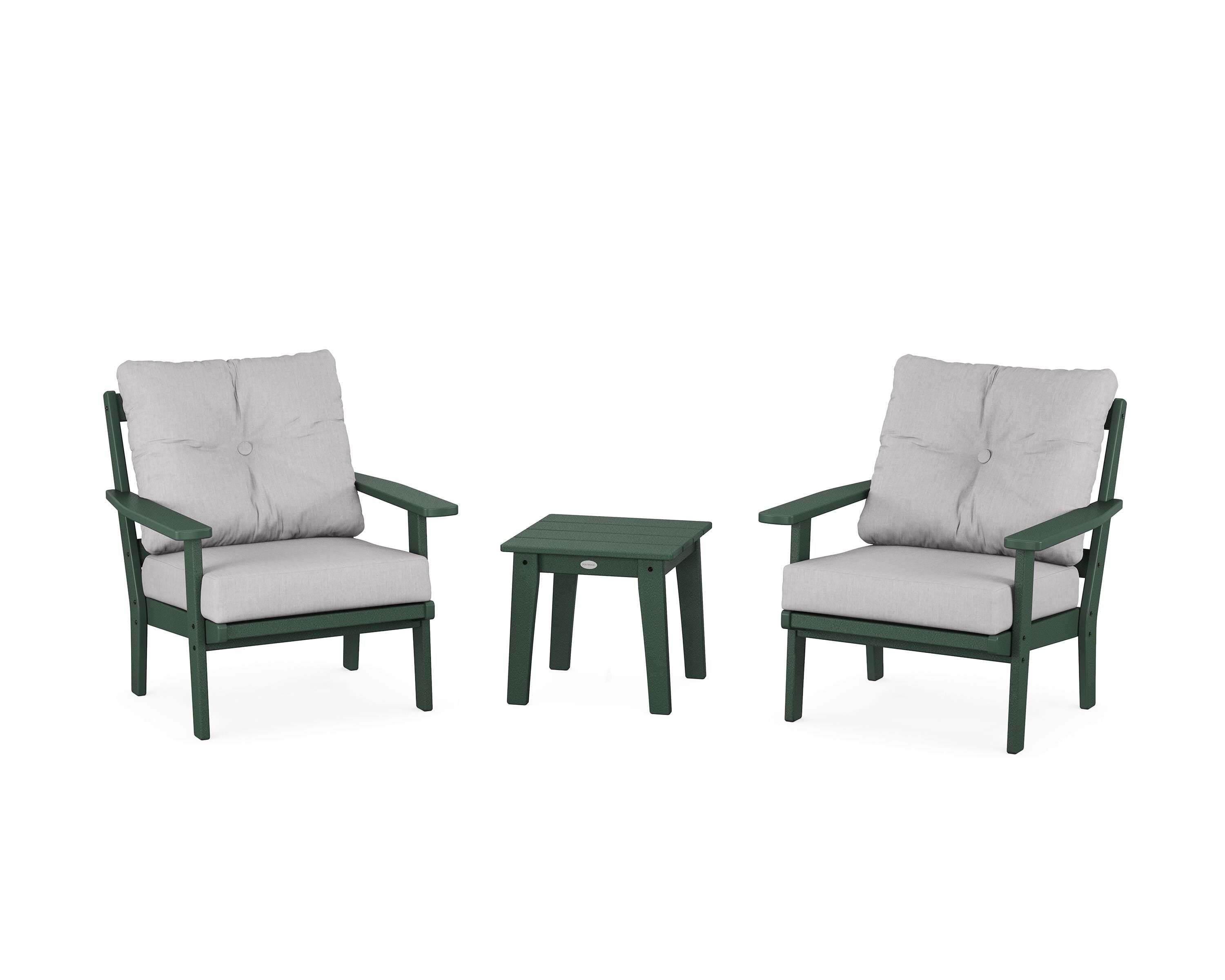 POLYWOOD® Oxford 3-Piece Deep Seating Set in Green / Granite