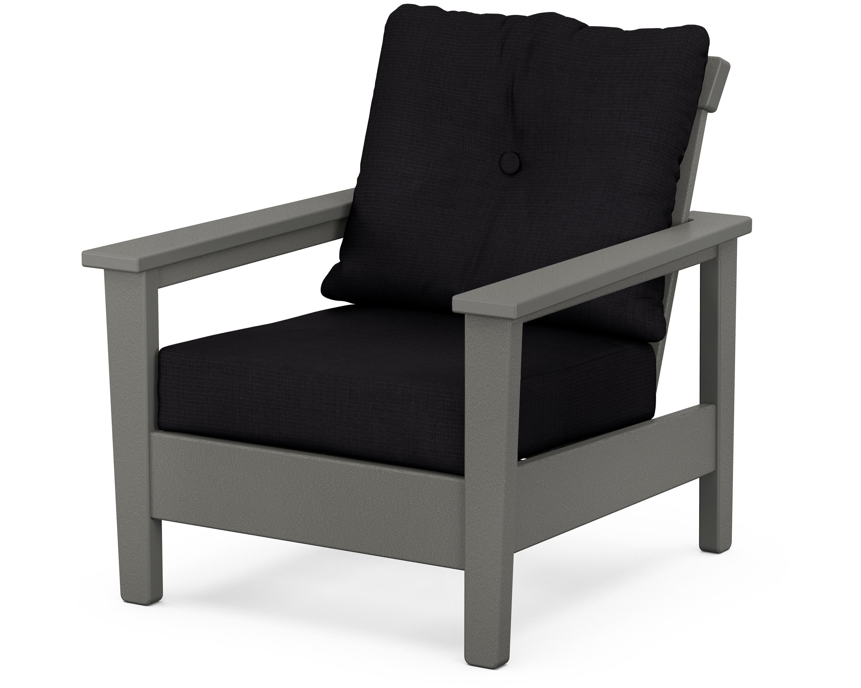 POLYWOOD® Prescott Deep Seating Chair in Slate Grey / Midnight Linen