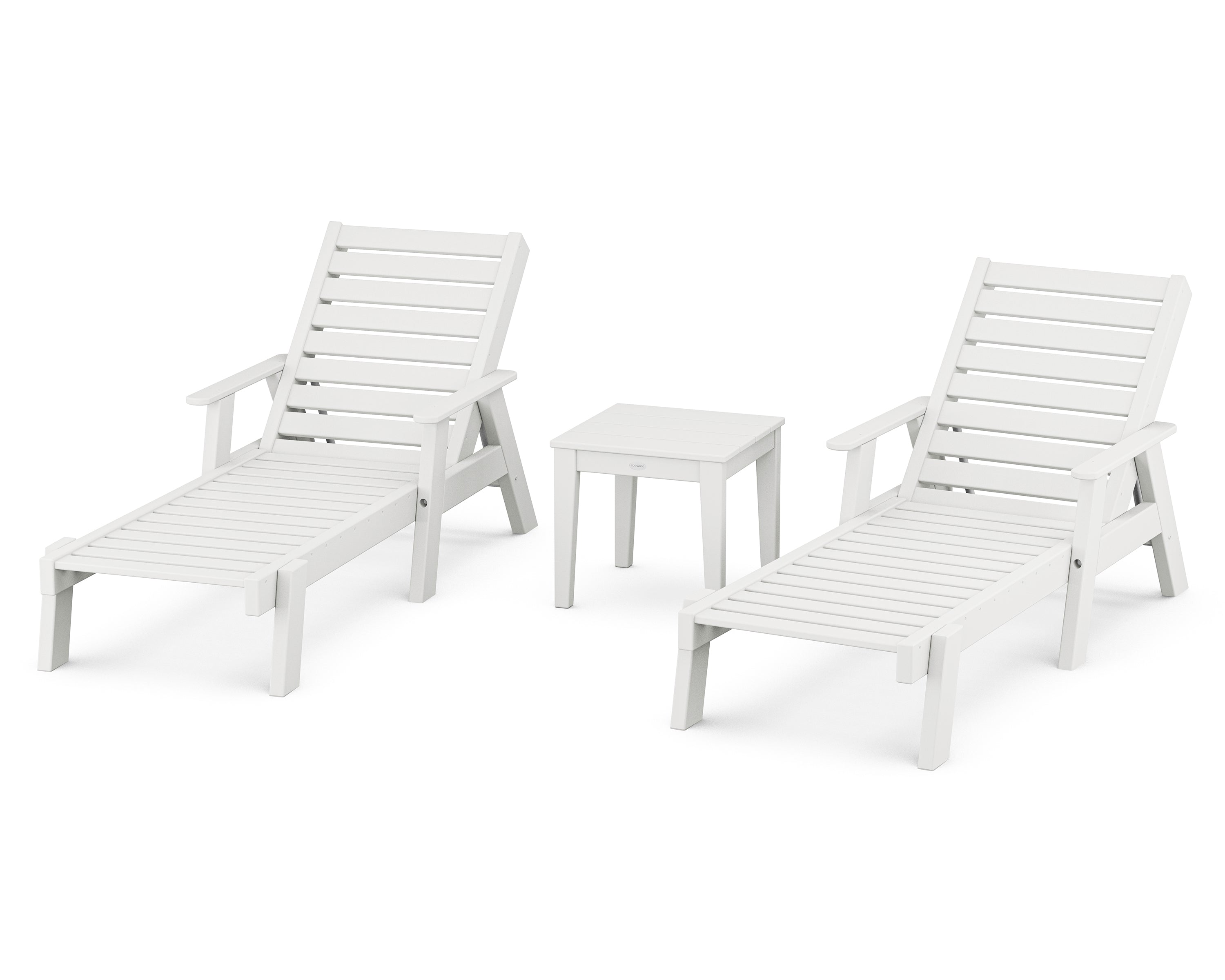 POLYWOOD® Captain Chaise 3-Piece Set with Arms in White