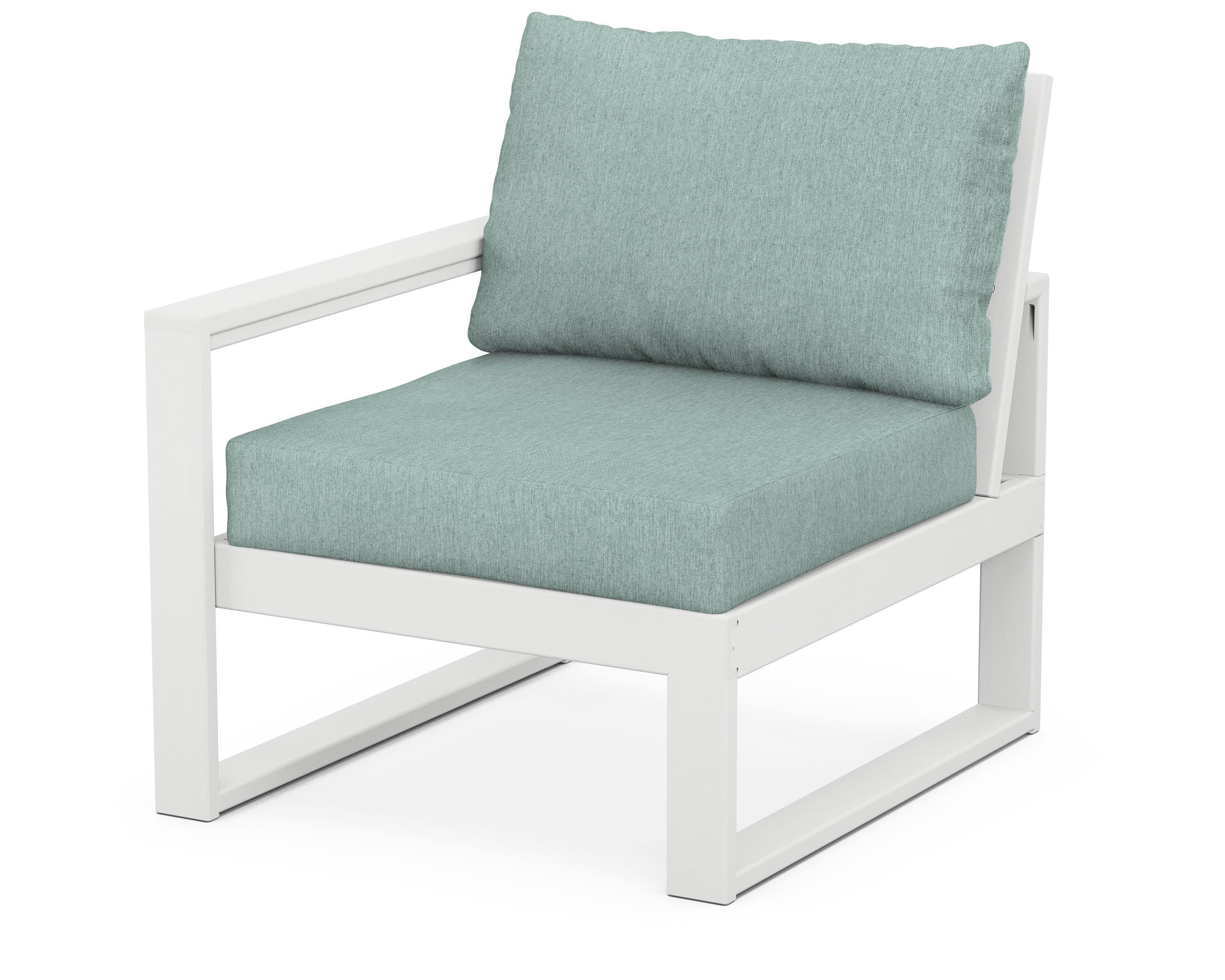 POLYWOOD® EDGE Modular Left Arm Chair in White / Glacier Spa