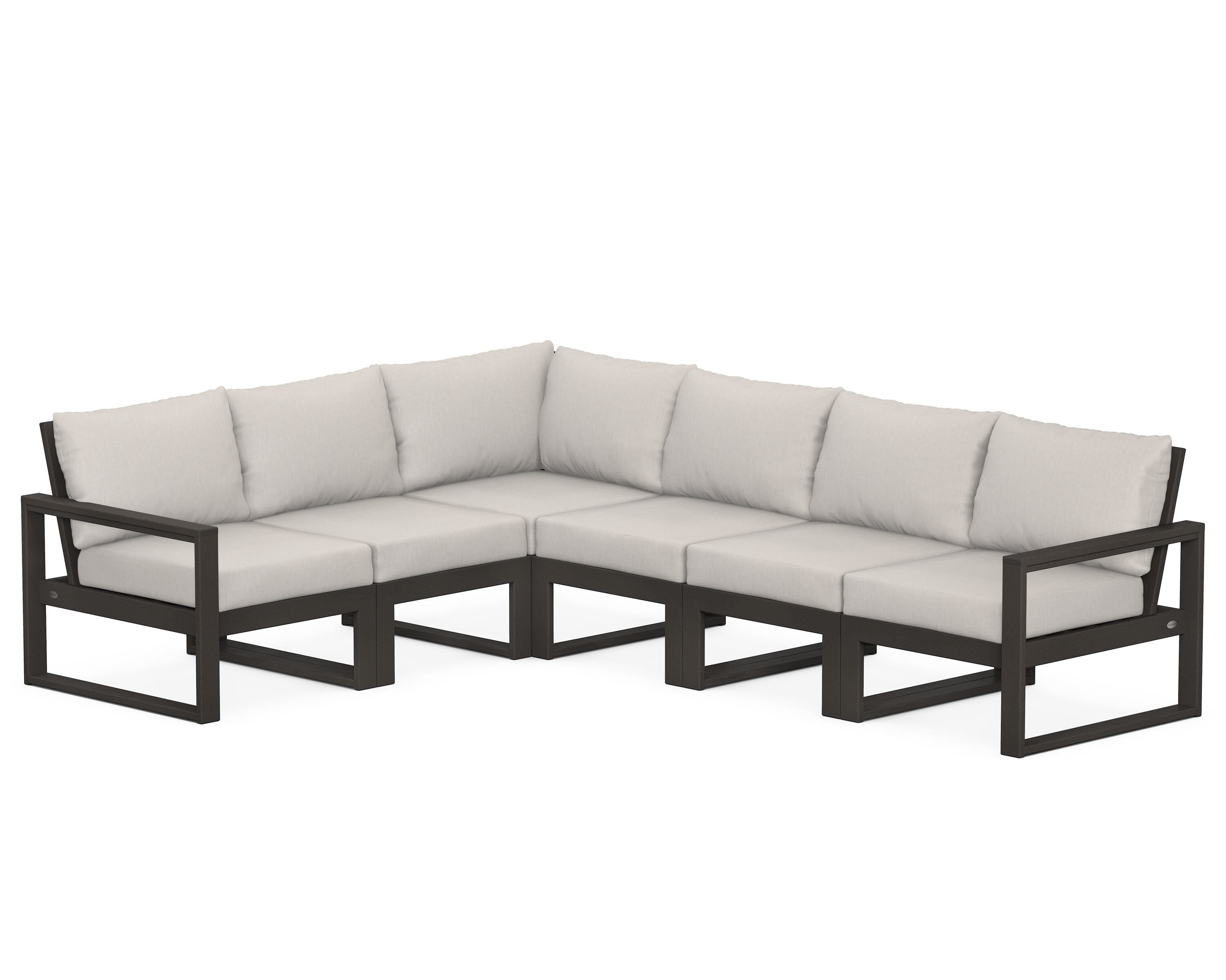POLYWOOD® EDGE 6-Piece Modular Deep Seating Set in Vintage Coffee / Cast Ash