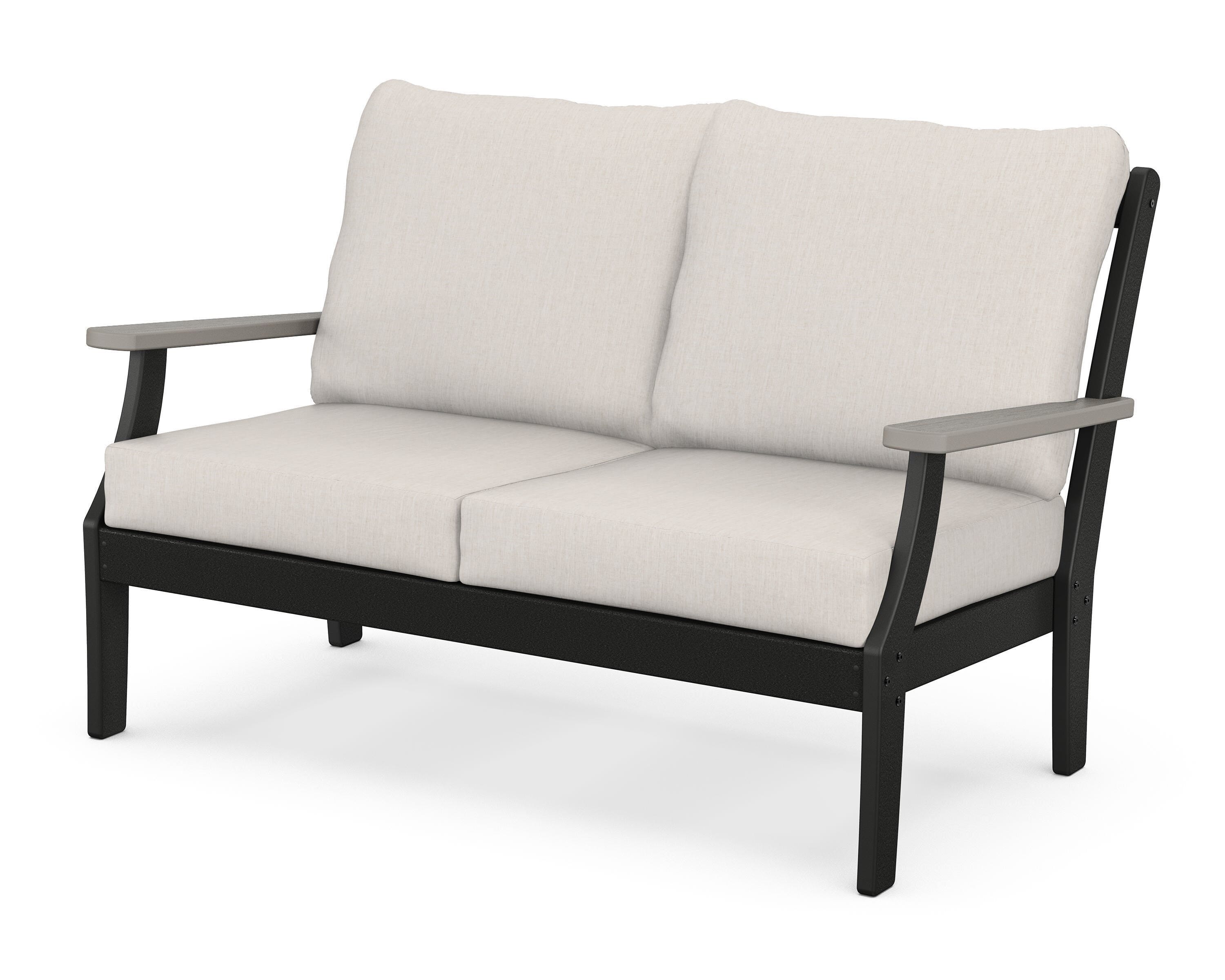 POLYWOOD® Braxton Deep Seating Loveseat in Black / Driftwood / Cast Ash