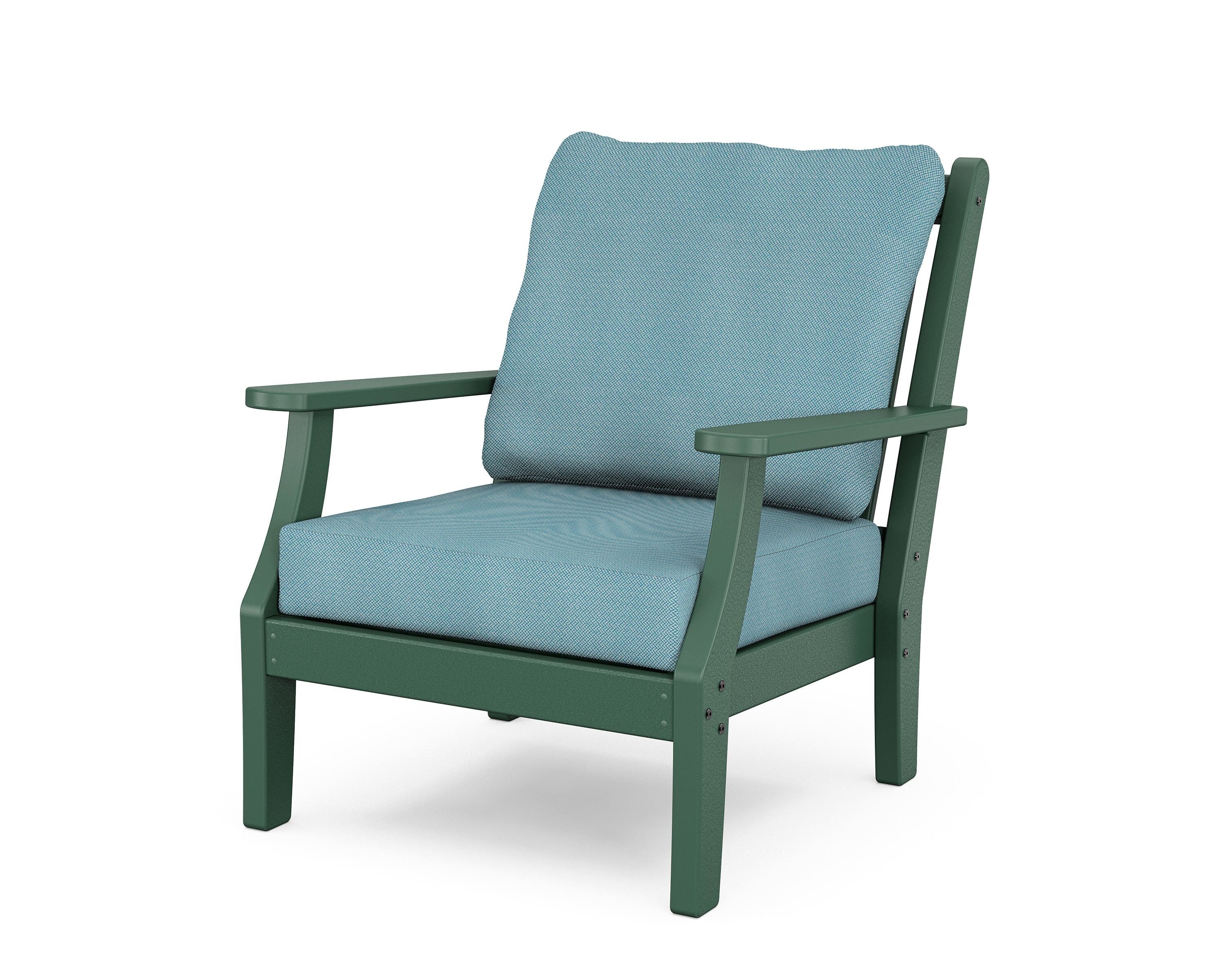 Country Living Wovendale Deep Seating Chair in Green / Lattice Sky Blue