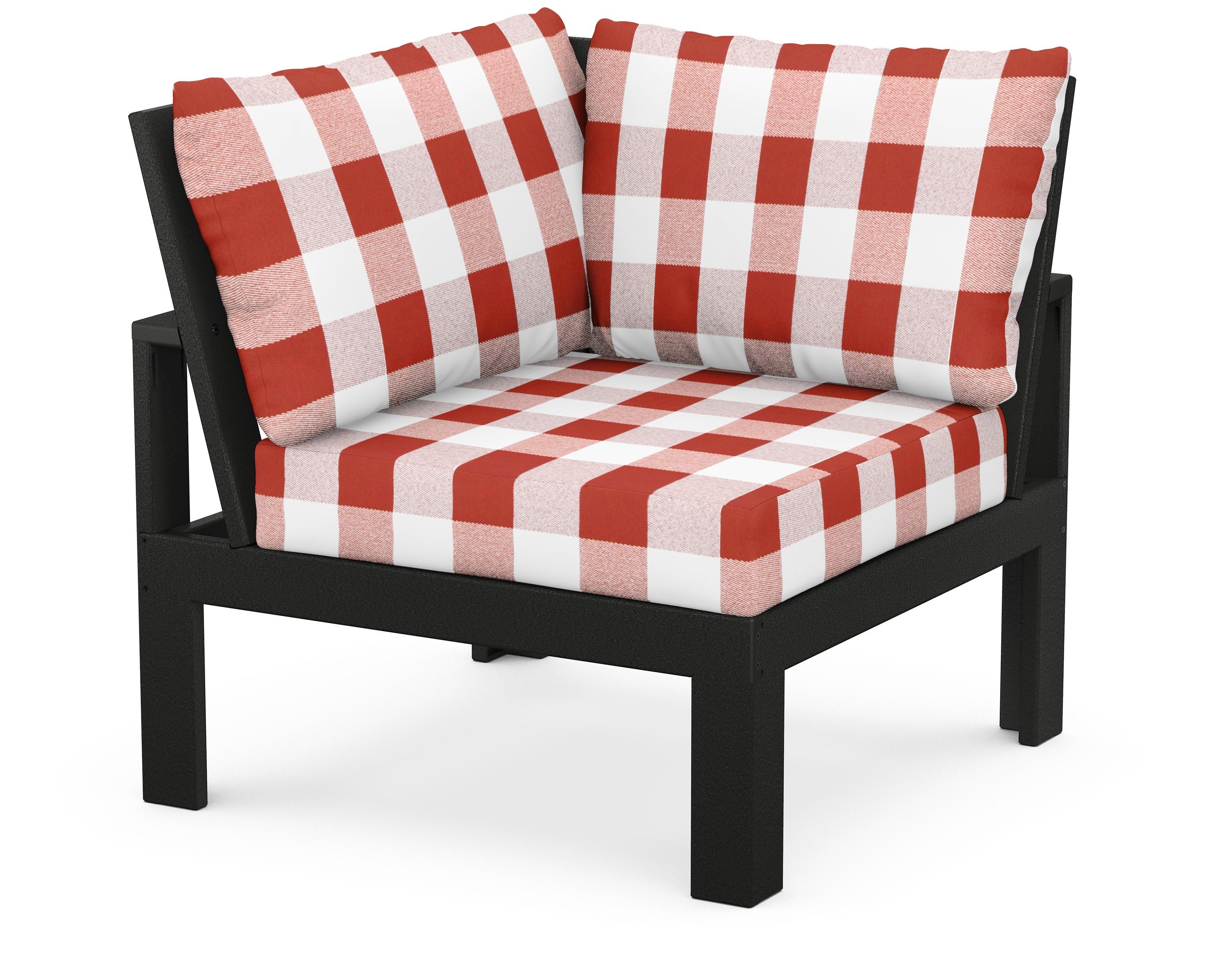 Unbranded Modular Corner Chair in Black / Buffalo Plaid Crimson