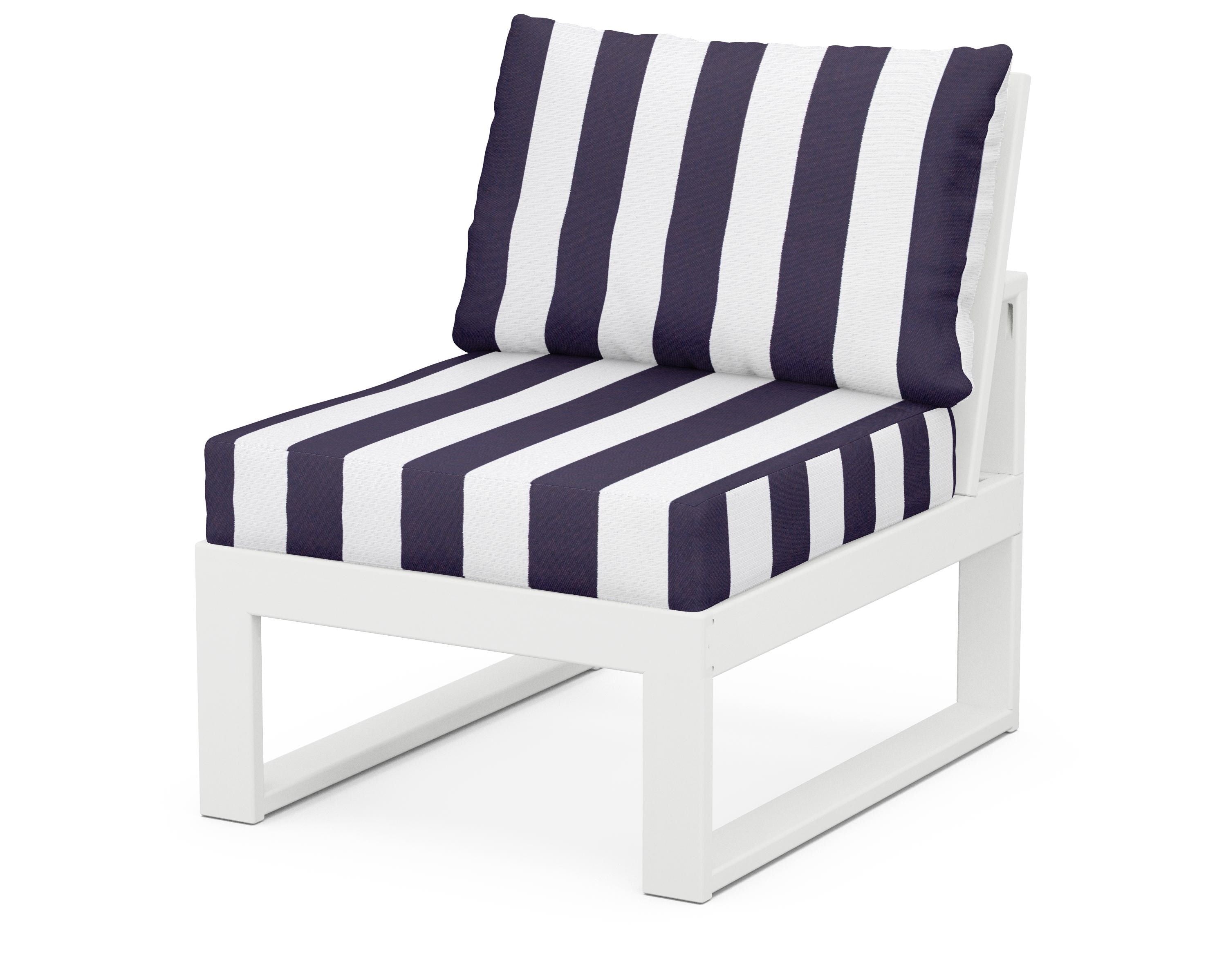 Unbranded Modular Armless Chair in White / Cabana Stripe Navy