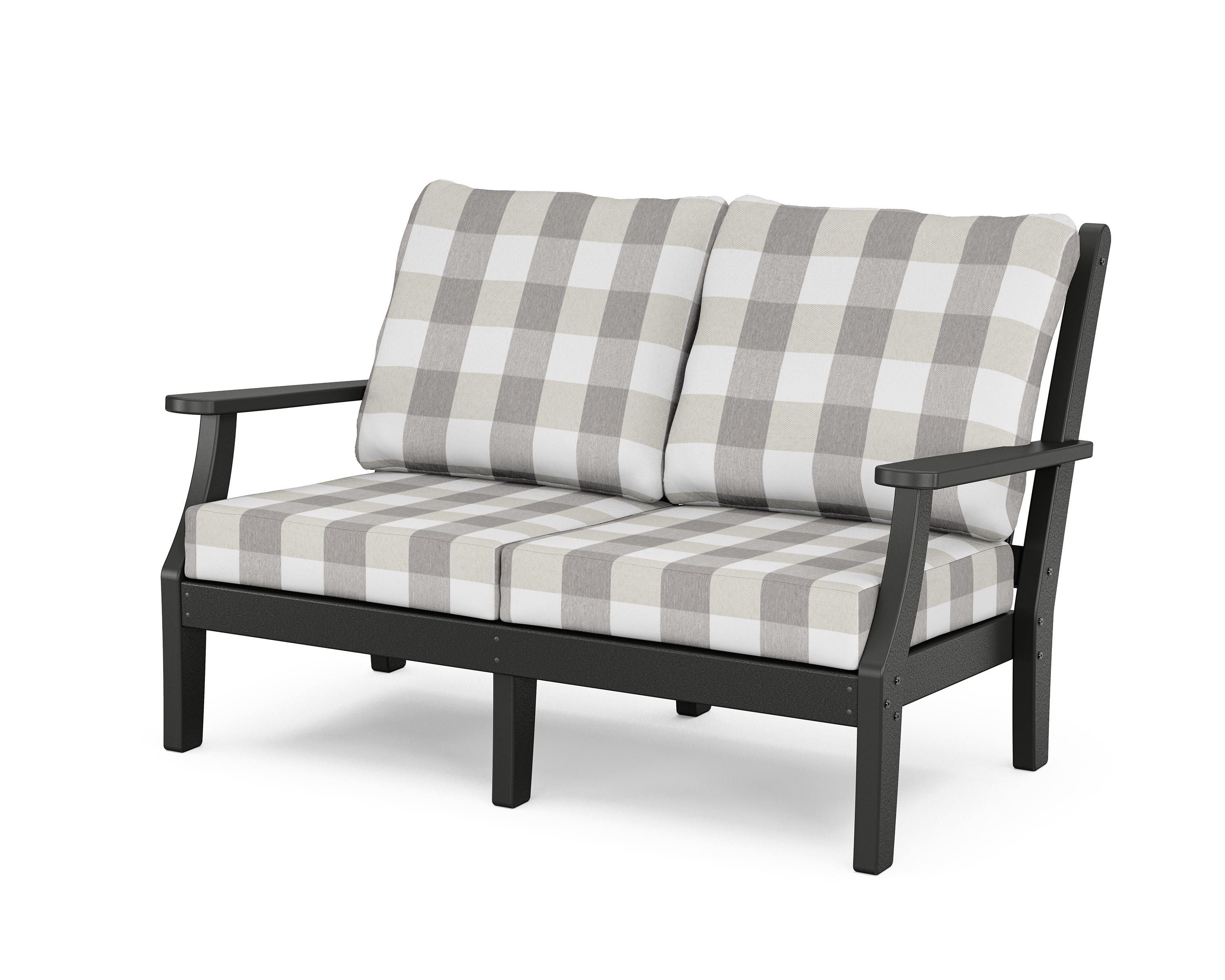 Country Living Wovendale Deep Seating Loveseat in Black / Buffalo Plaid Grey Mist