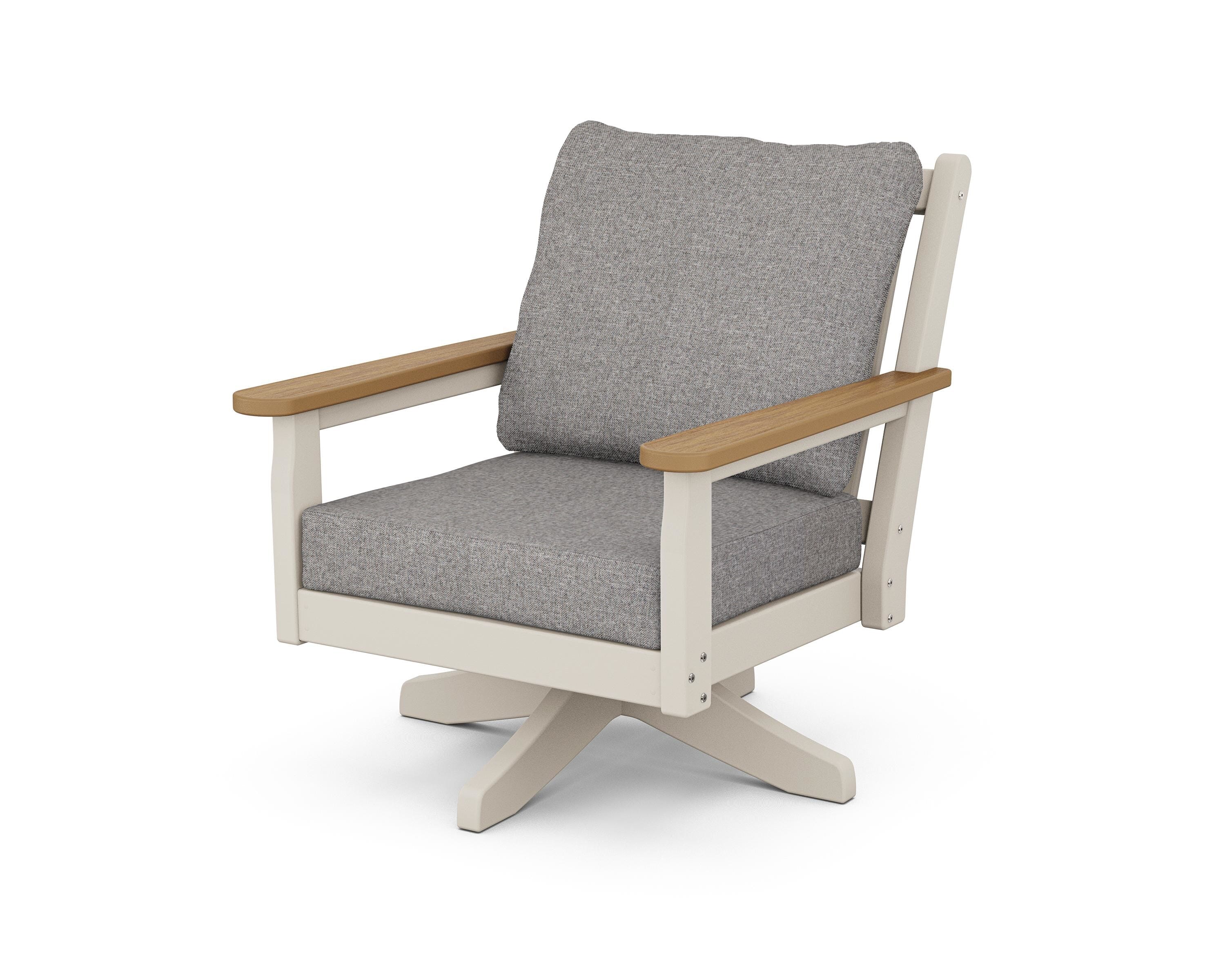 POLYWOOD® Chippendale Deep Seating Swivel Chair in Sand / Natural / Grey Mist