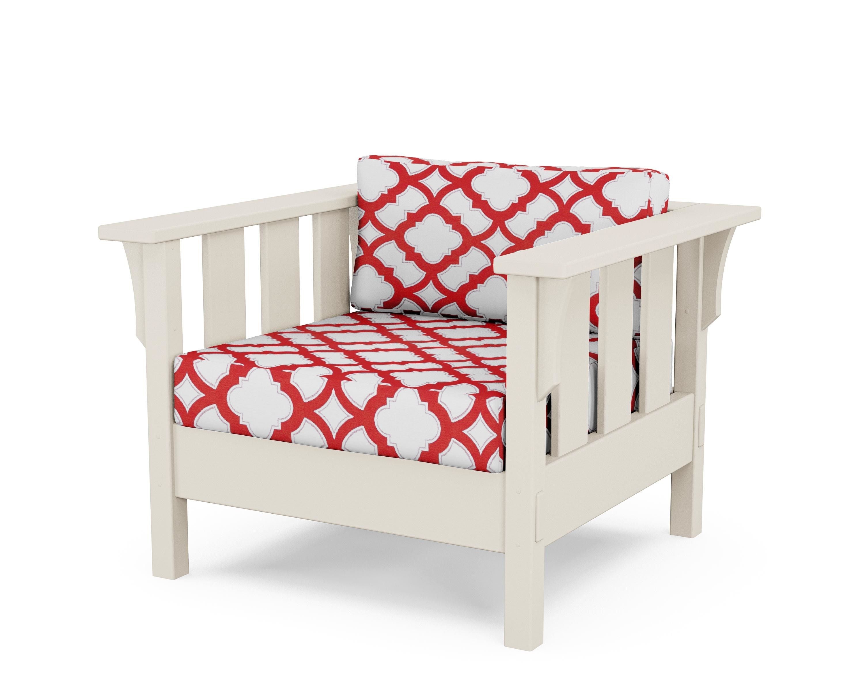 Martha Stewart by POLYWOOD® Acadia Deep Seating Chair in Sand / Trellis Crimson