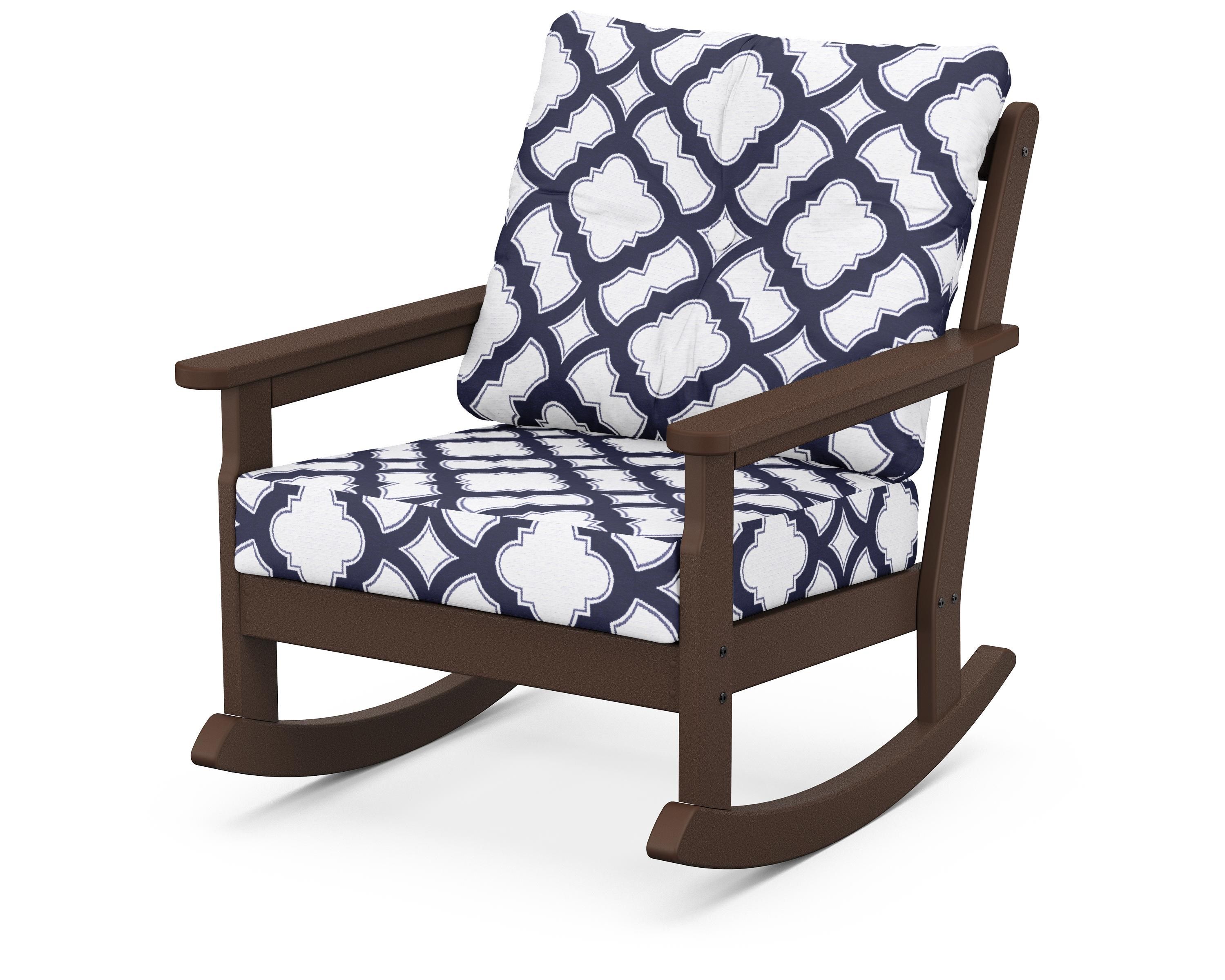 POLYWOOD® Vineyard Deep Seating Rocking Chair in Mahogany / Trellis Navy