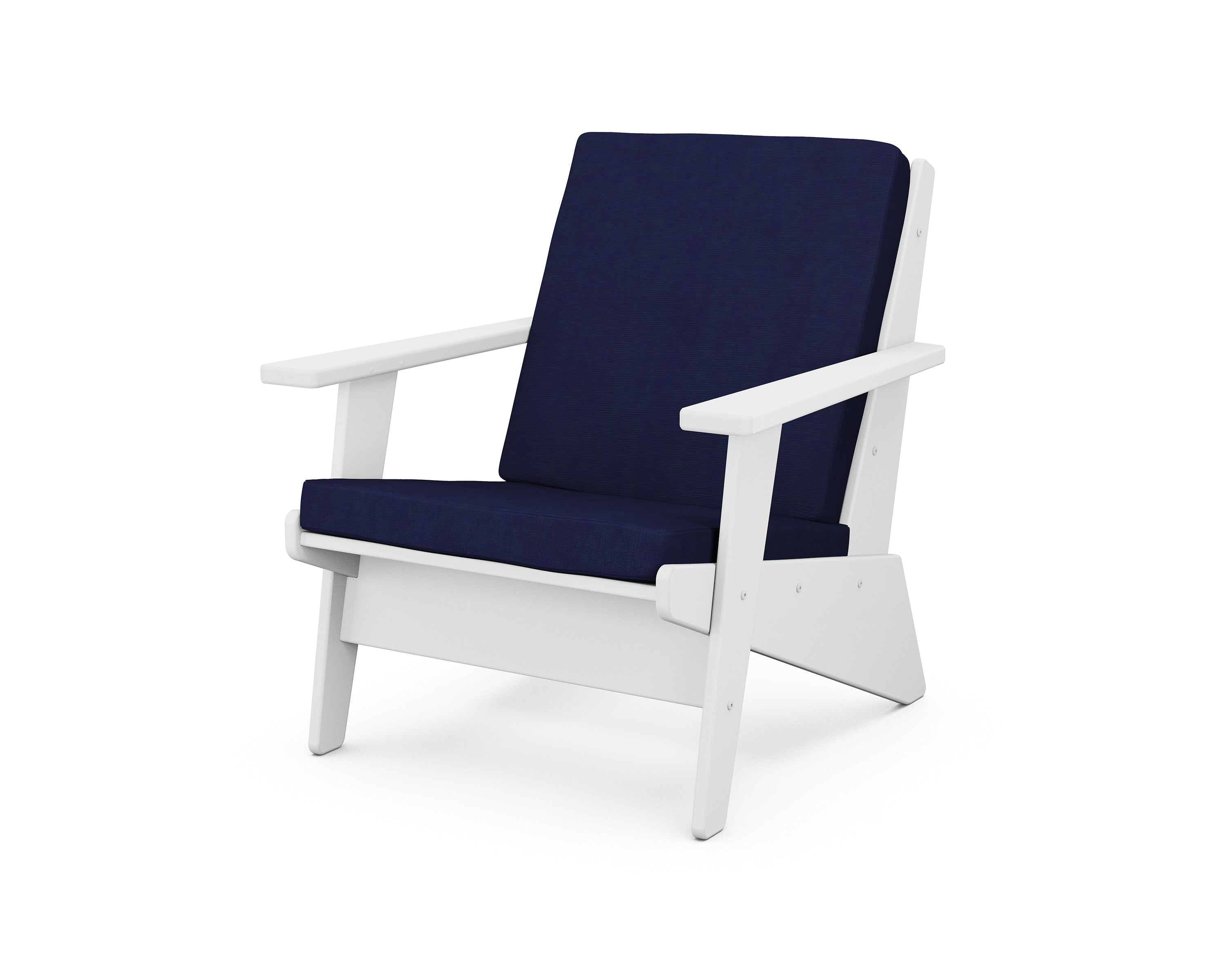 POLYWOOD® Riviera Modern Lounge Chair in White / Navy