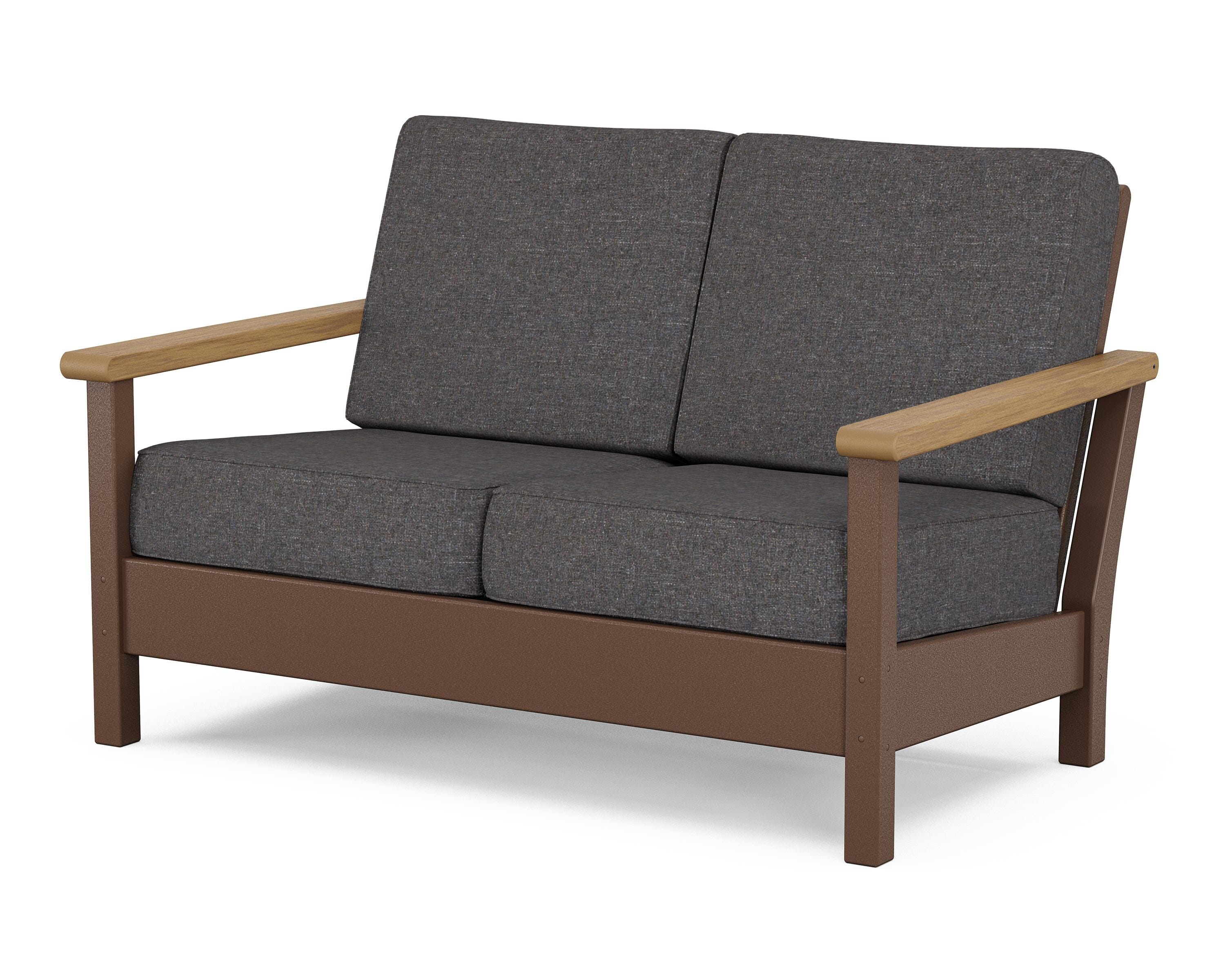 POLYWOOD® Harbour Deep Seating Loveseat in Mahogany / Natural / Ash Charcoal