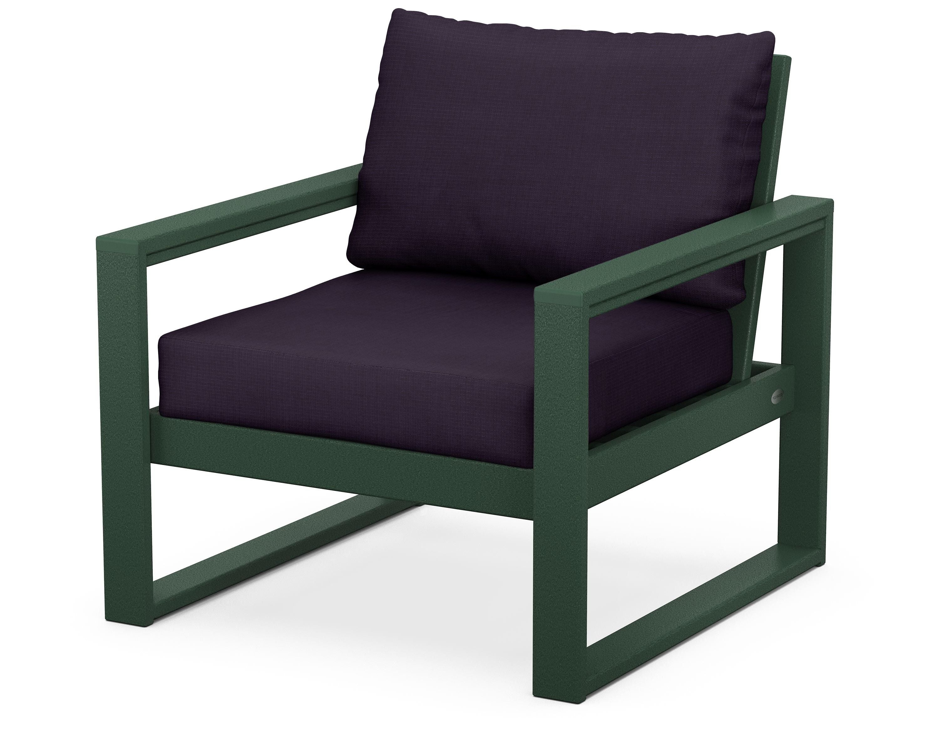 POLYWOOD® EDGE Club Chair in Green / Navy Linen