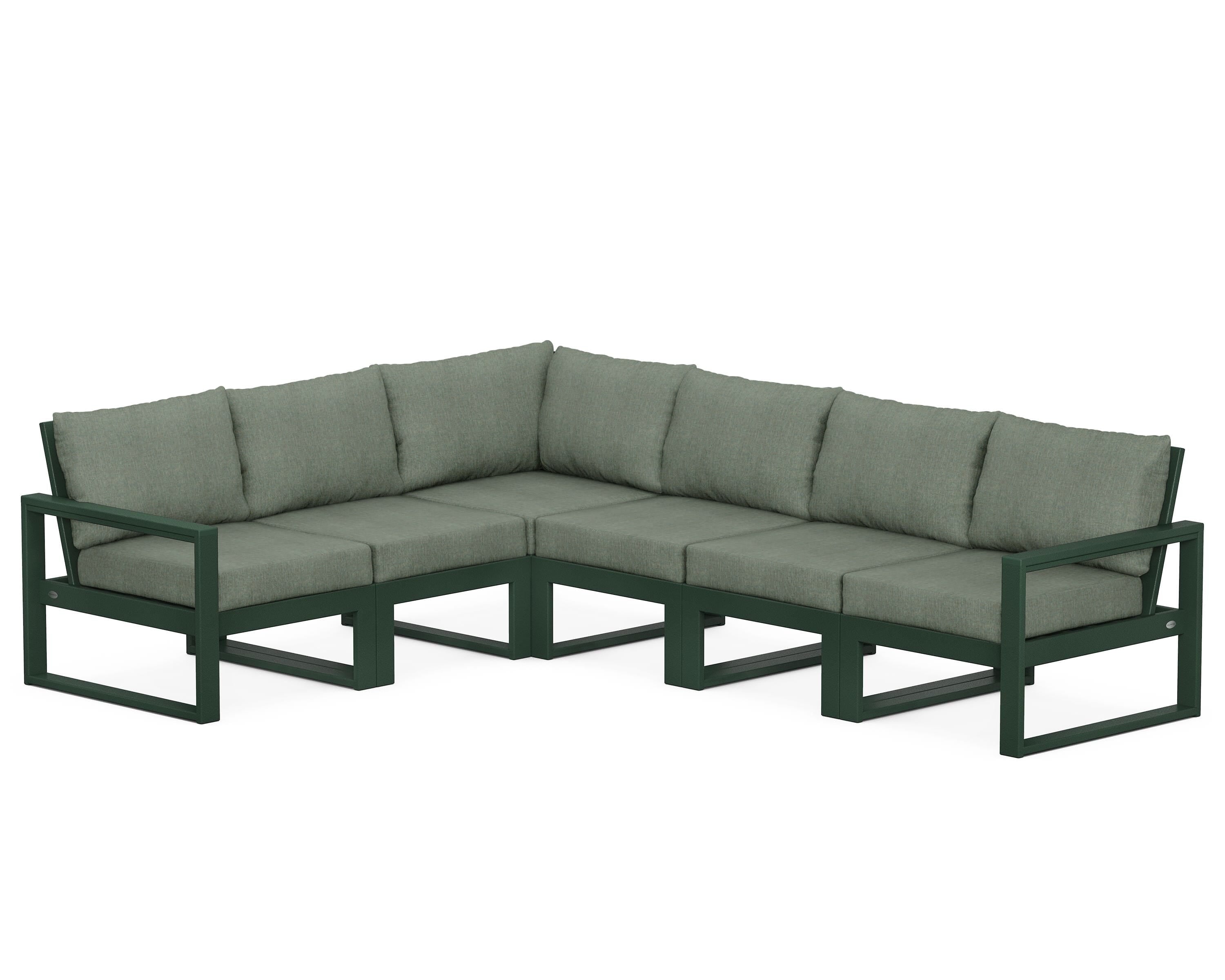 POLYWOOD® EDGE 6-Piece Modular Deep Seating Set in Green / Cast Sage