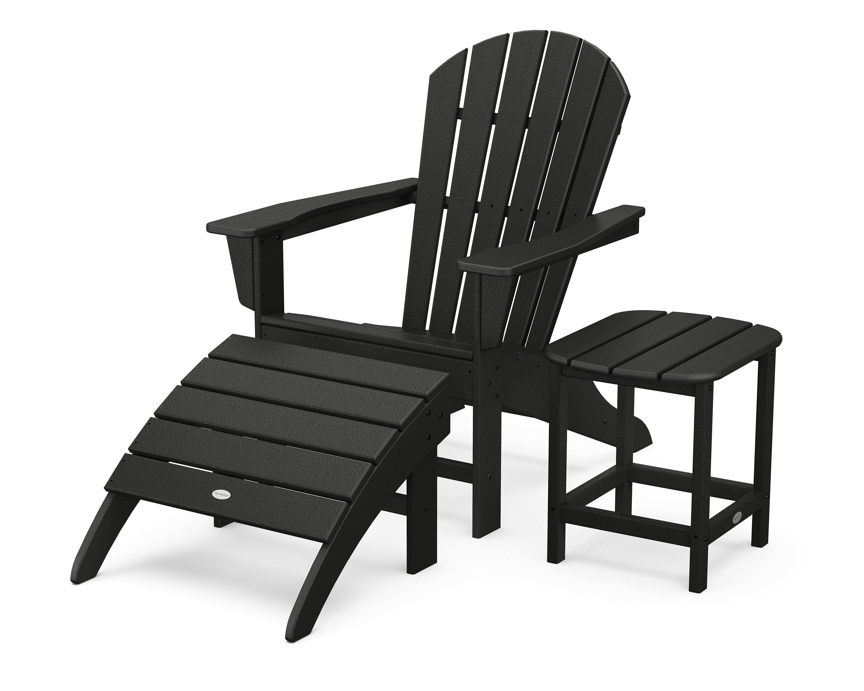 POLYWOOD® South Beach Adirondack 3-Piece Set in Black
