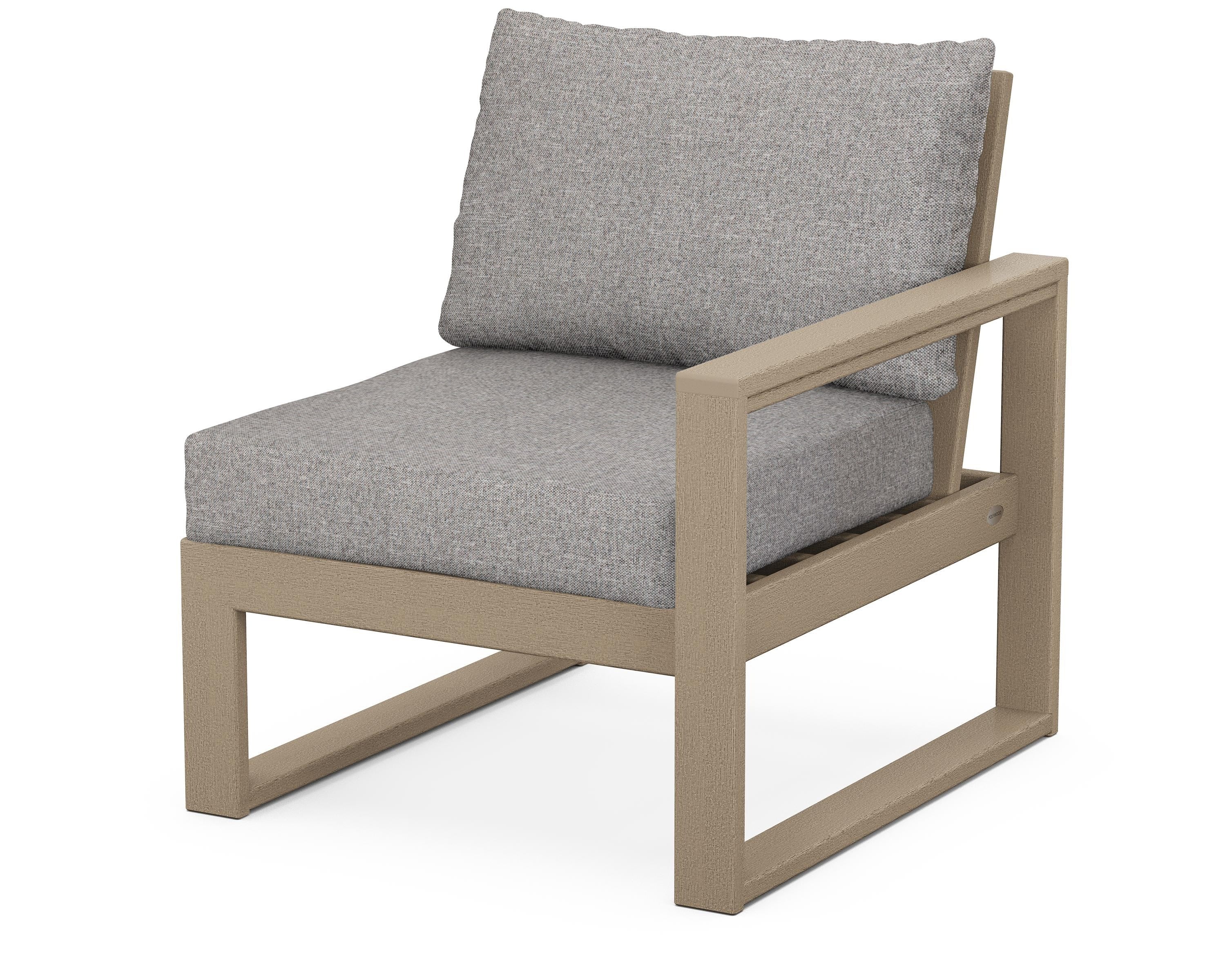 POLYWOOD® EDGE Modular Right Arm Chair in Vintage Sahara / Grey Mist