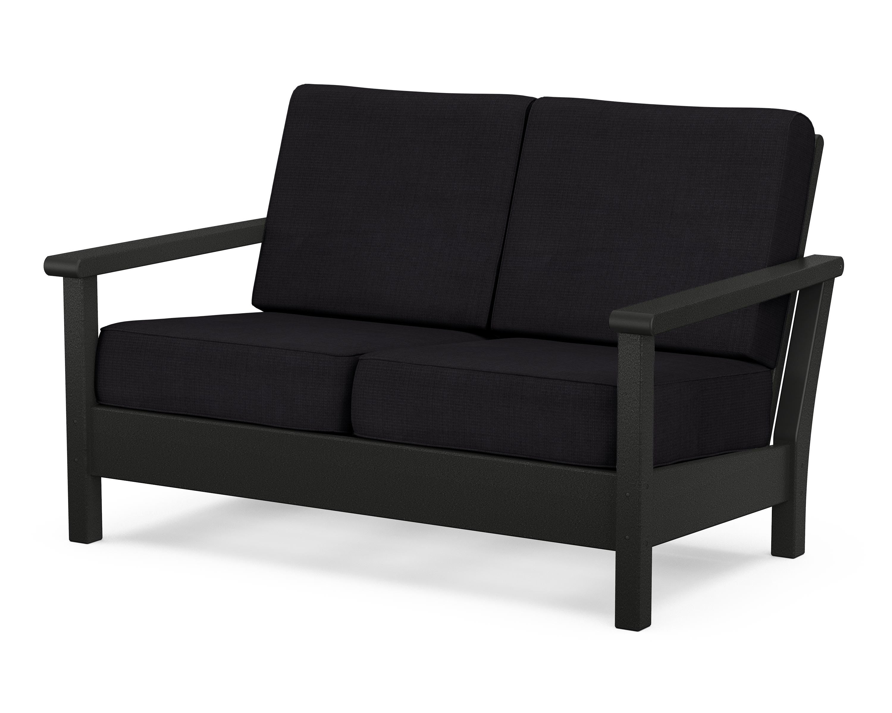 POLYWOOD® Harbour Deep Seating Loveseat in Black / Midnight Linen