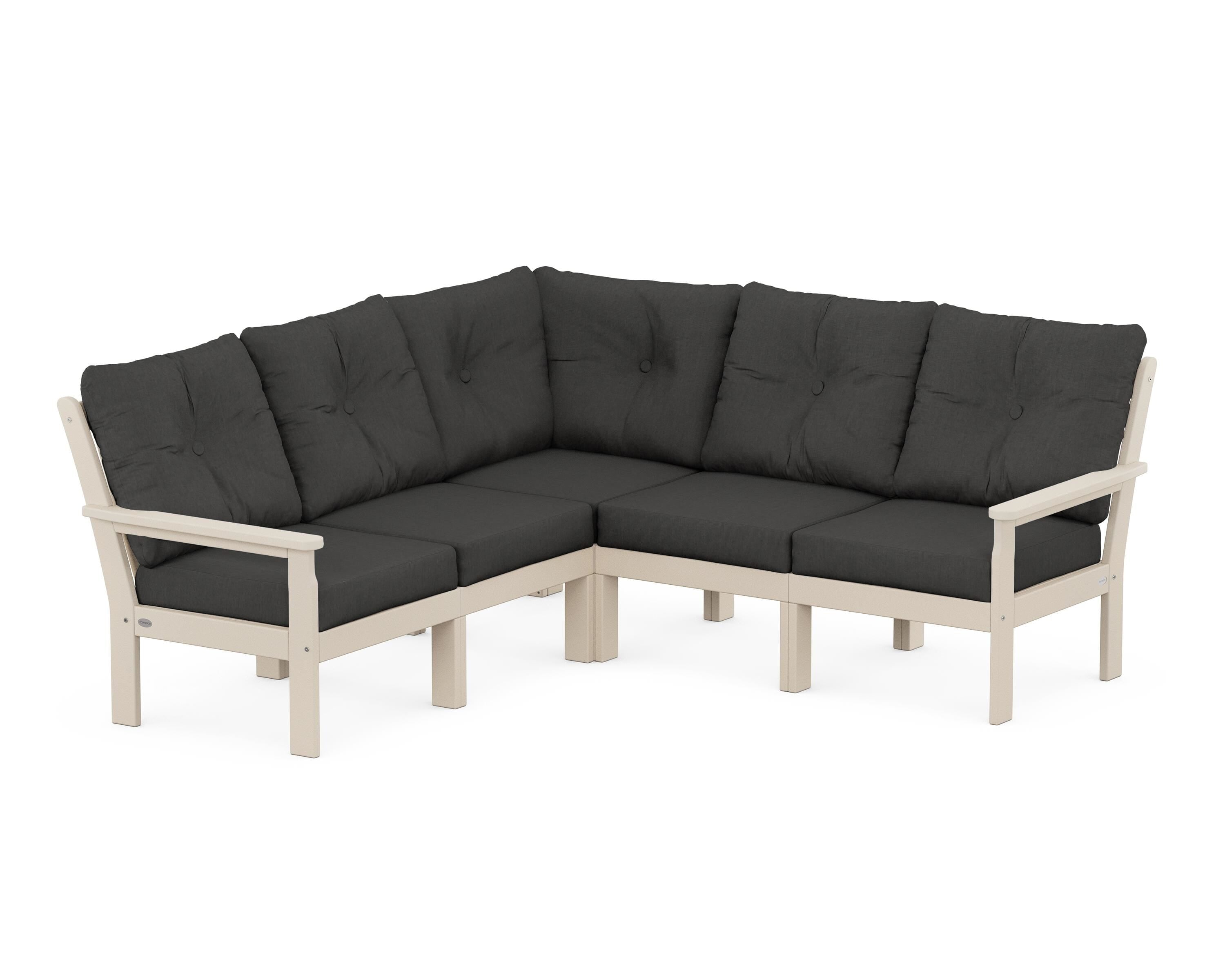POLYWOOD® Vineyard 5-Piece Sectional in Sand / Spectrum Carbon