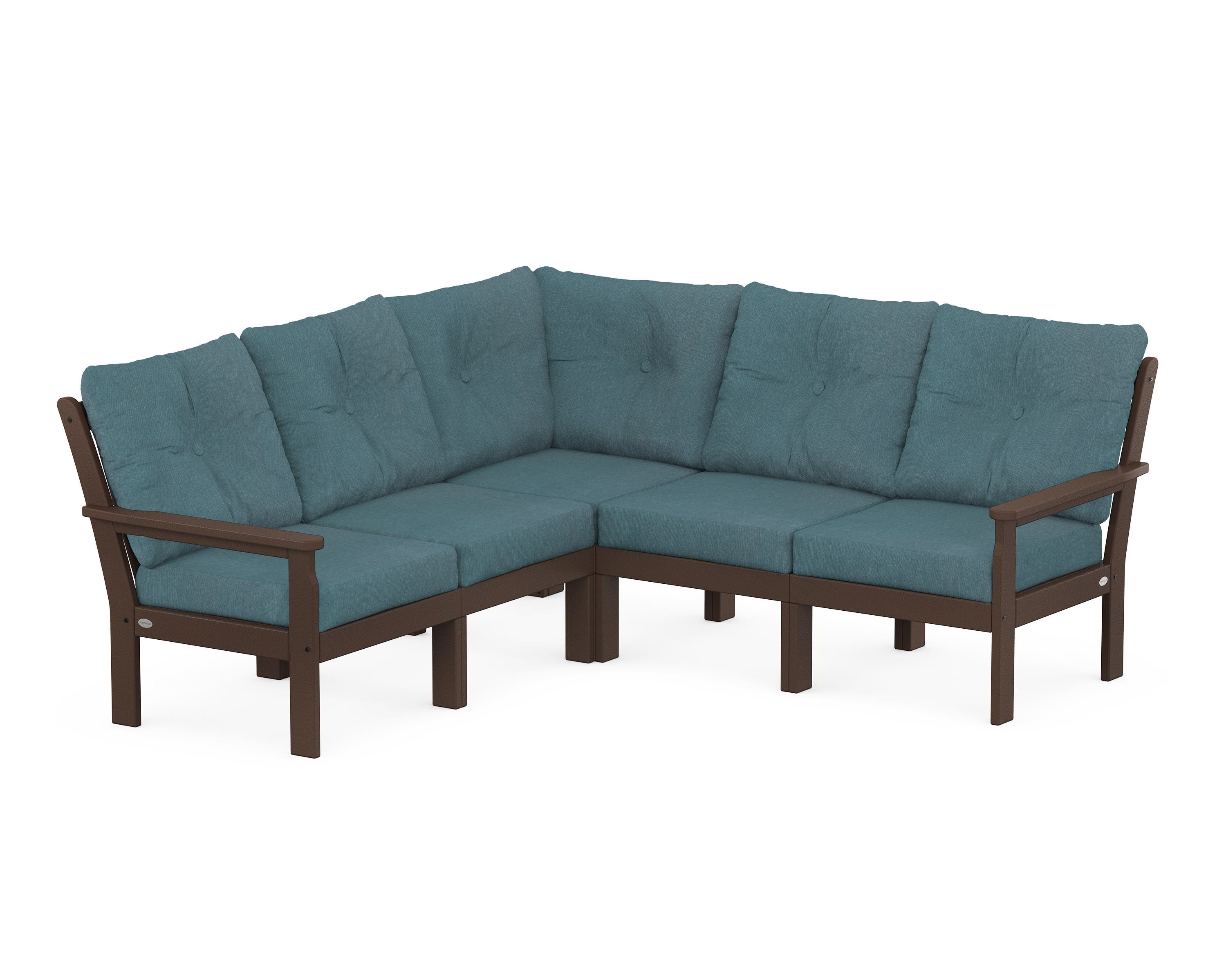POLYWOOD® Vineyard 5-Piece Sectional in Mahogany / Ocean Teal