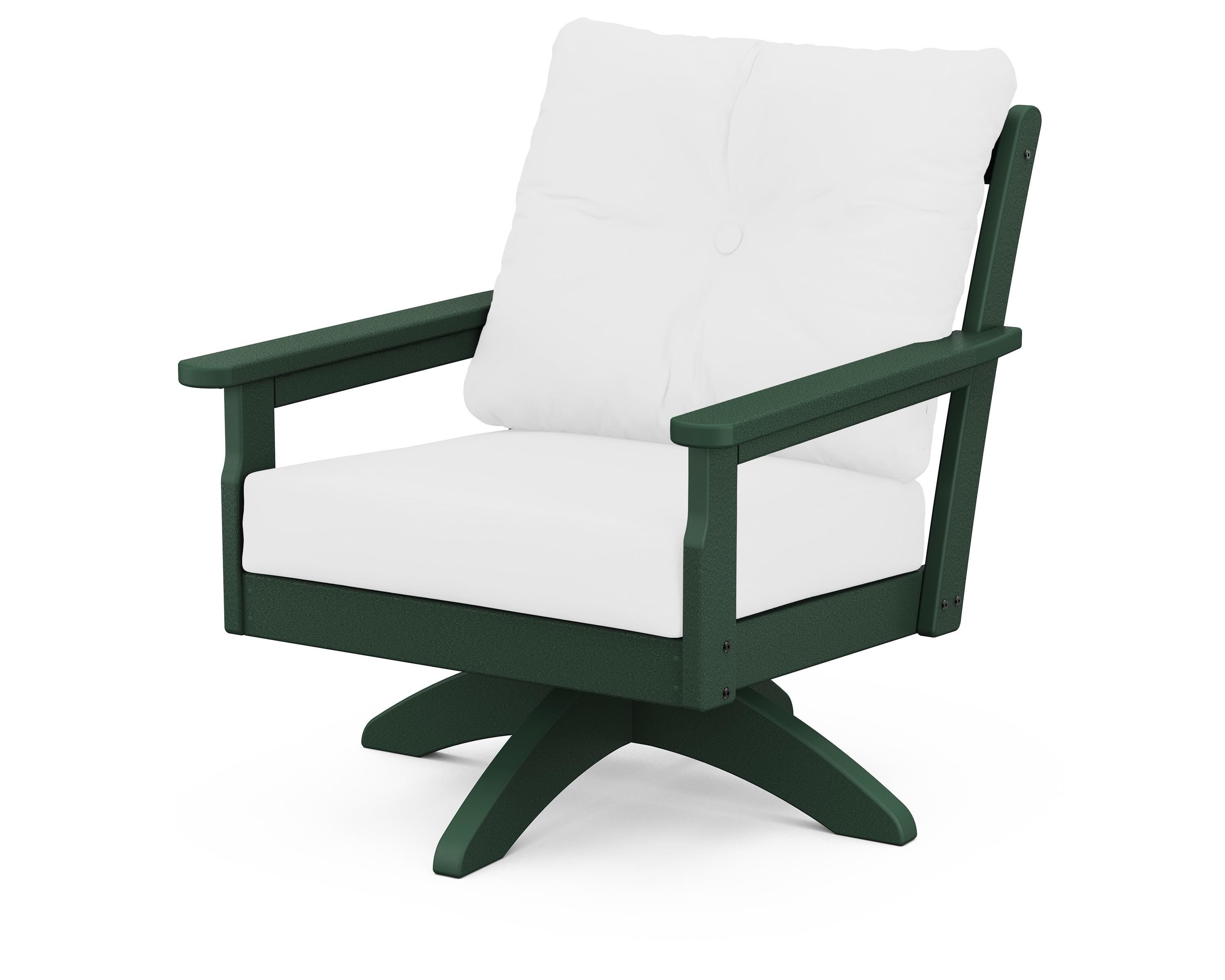 POLYWOOD® Vineyard Deep Seating Swivel Chair in Green / Natural