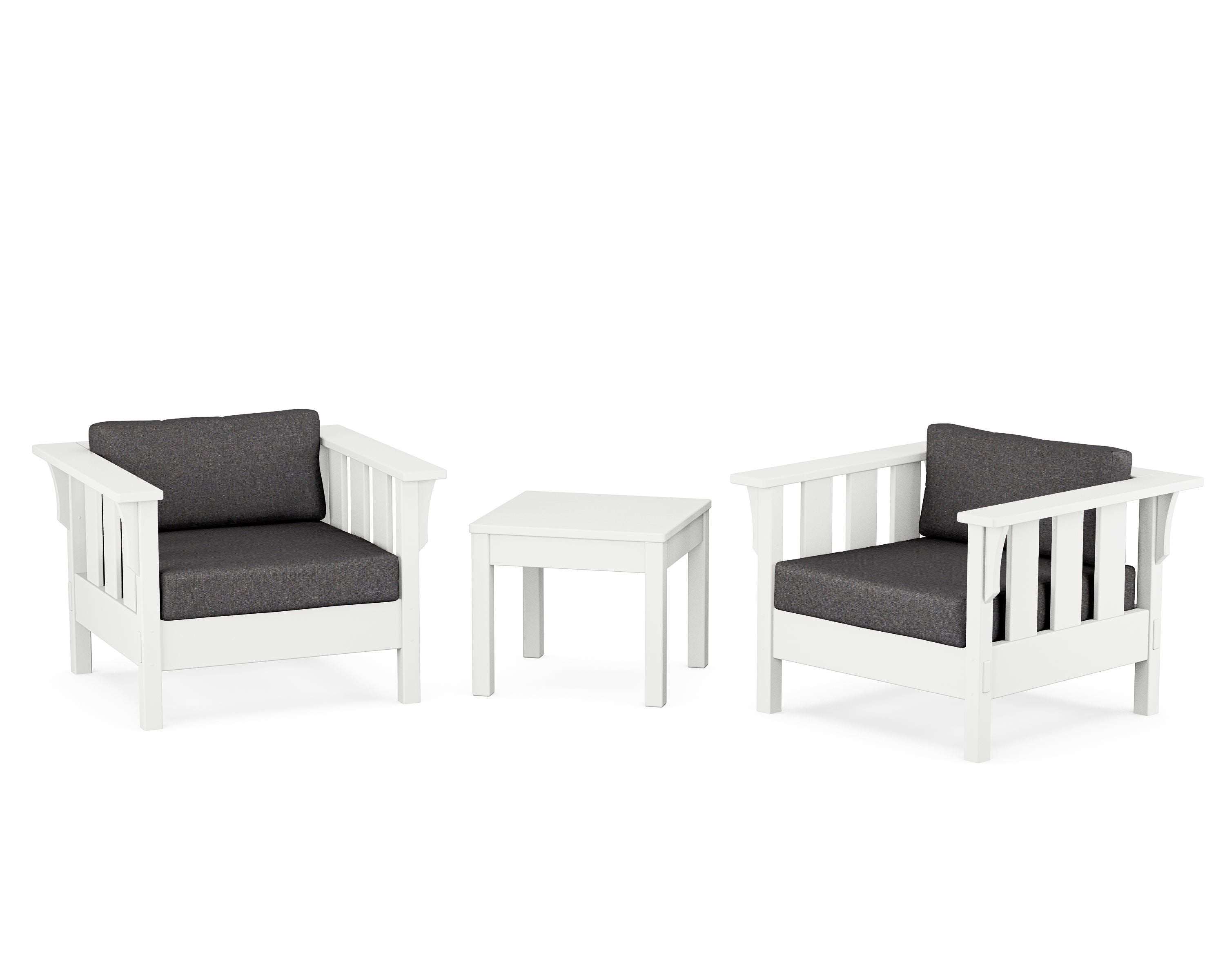 Martha Stewart by POLYWOOD® Acadia 3-Piece Deep Seating Set in White / Ash Charcoal