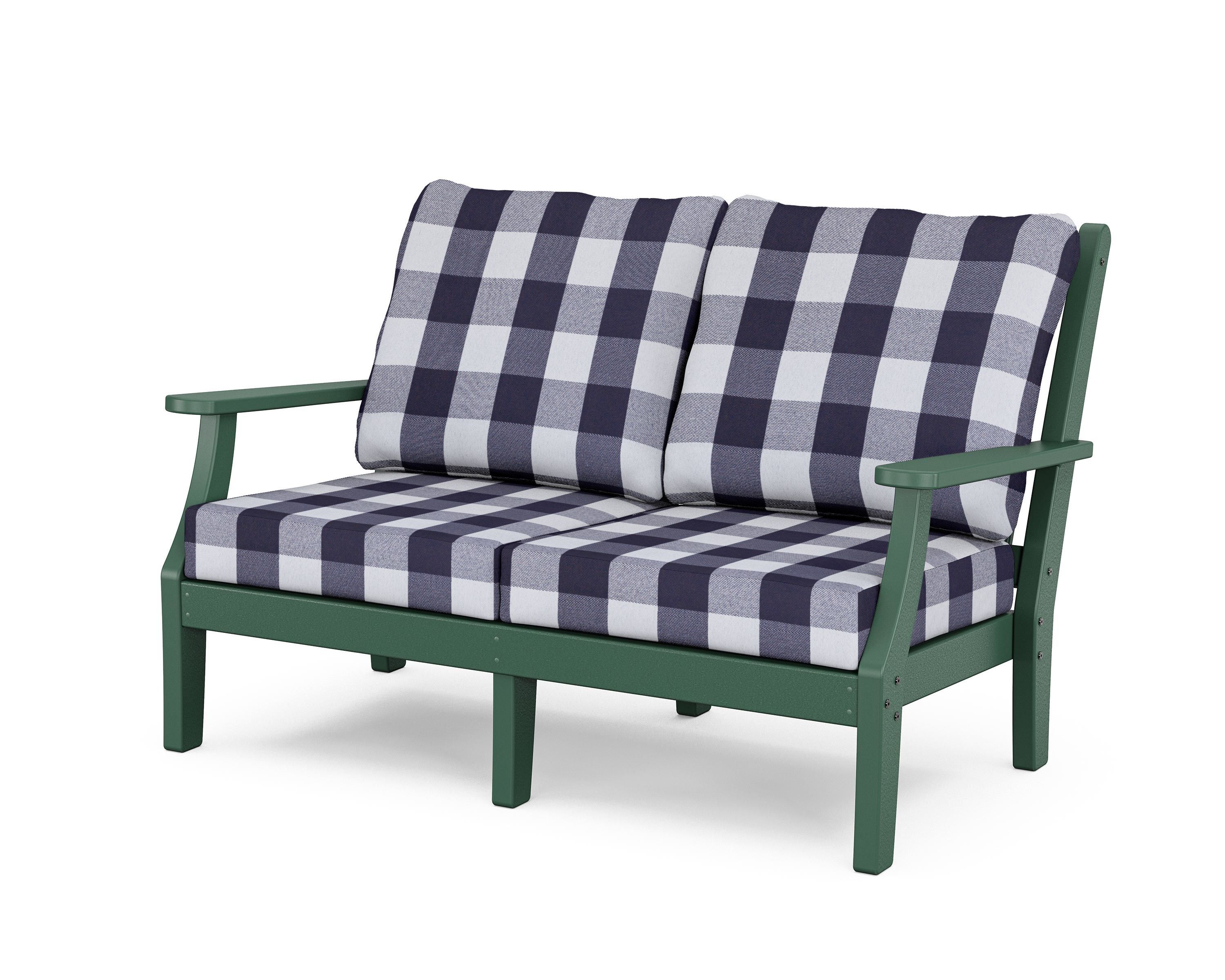 Country Living Wovendale Deep Seating Loveseat in Green / Buffalo Plaid Navy
