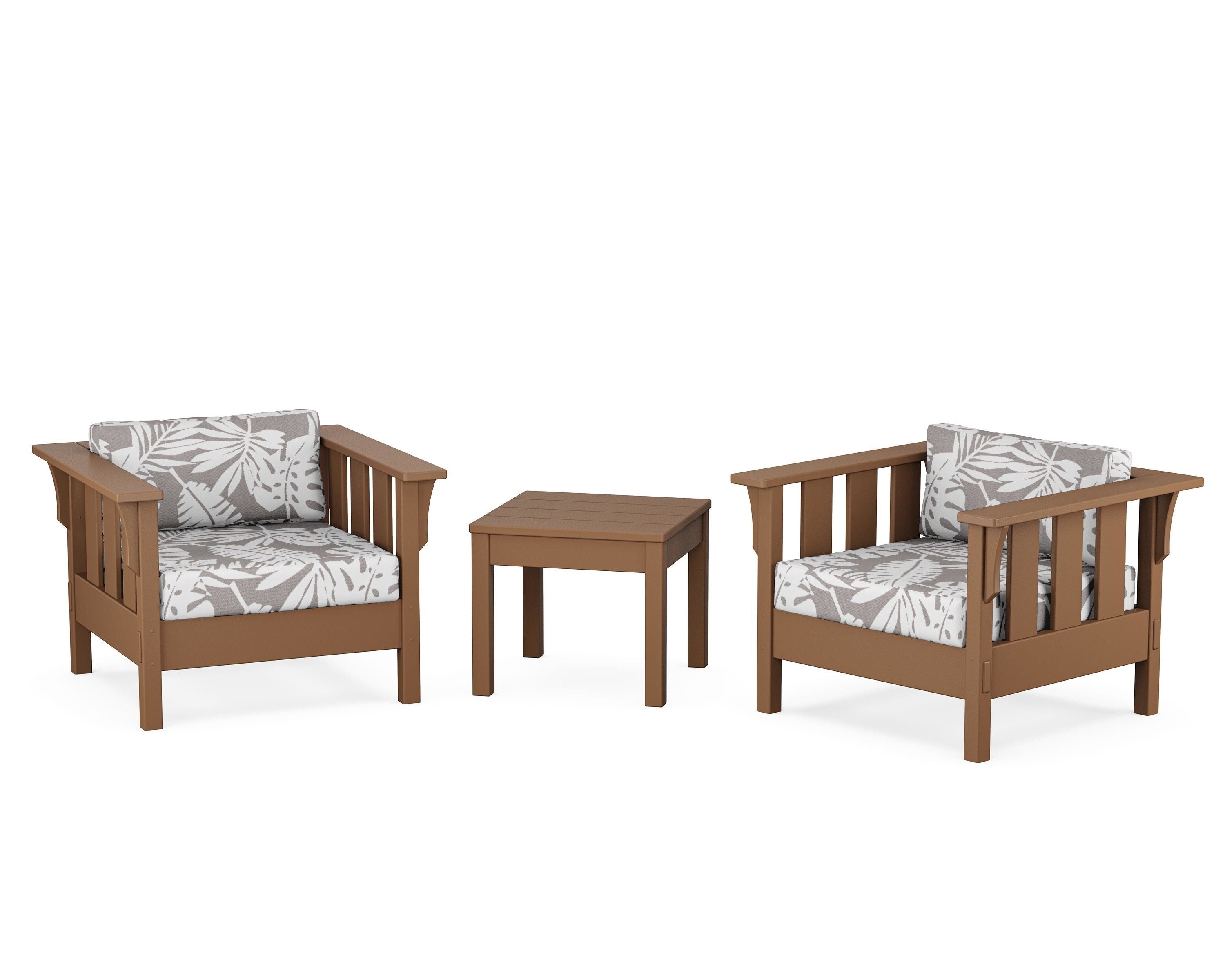 Martha Stewart by POLYWOOD® Acadia 3-Piece Deep Seating Set in Teak / Leaf Grey Mist