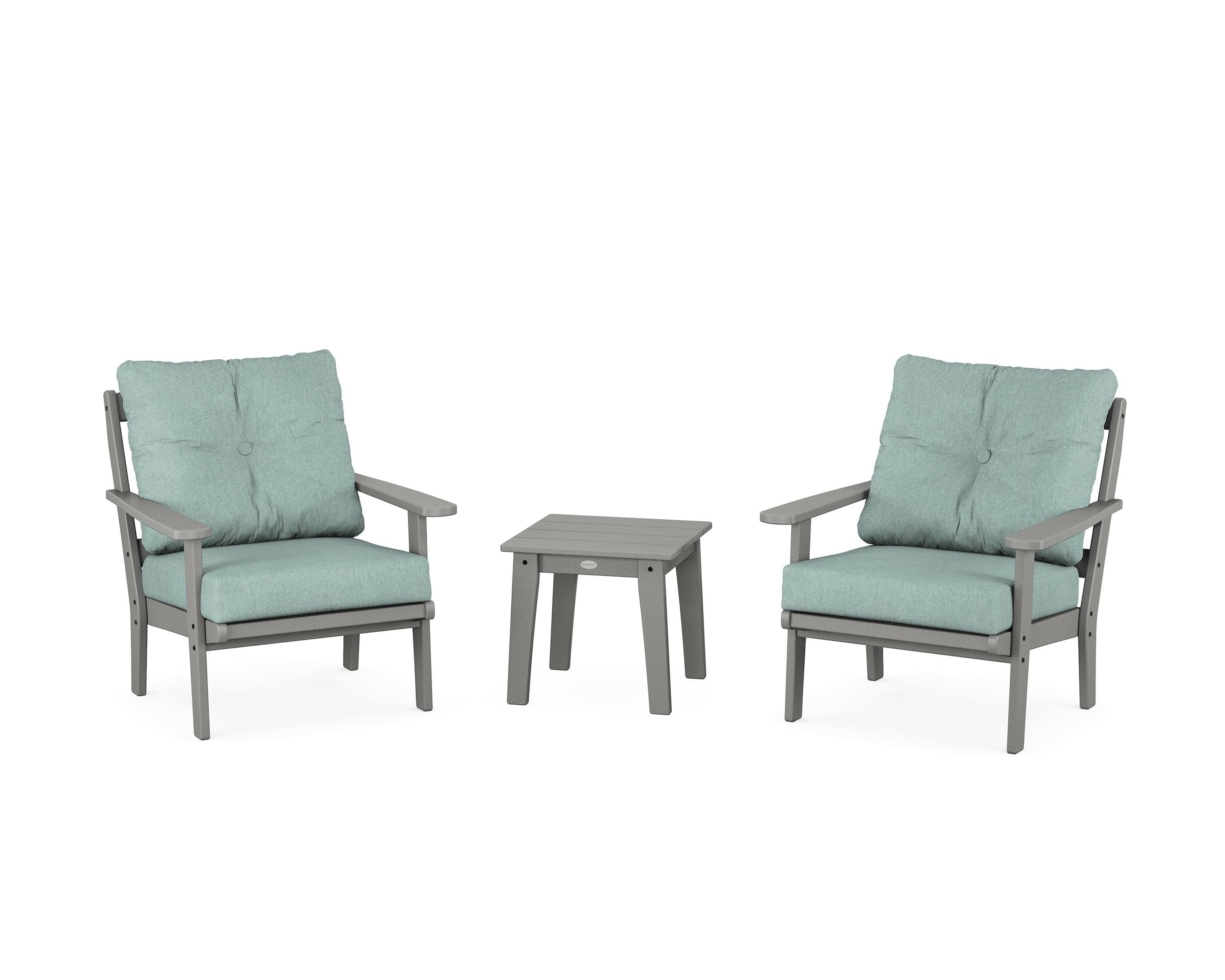 POLYWOOD® Mission 3-Piece Deep Seating Set in Slate Grey / Glacier Spa