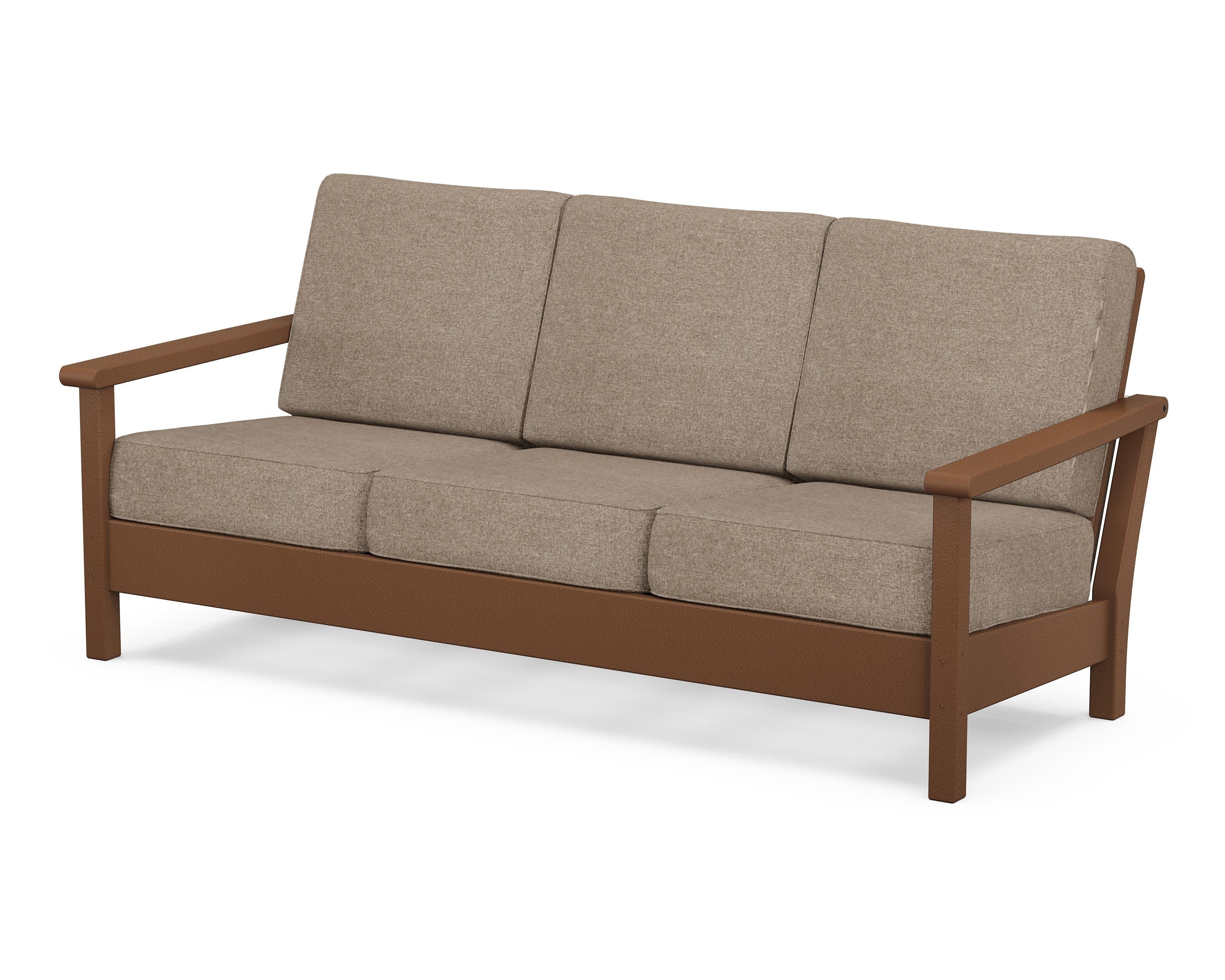 POLYWOOD® Harbour Deep Seating Sofa in Teak / Spiced Burlap