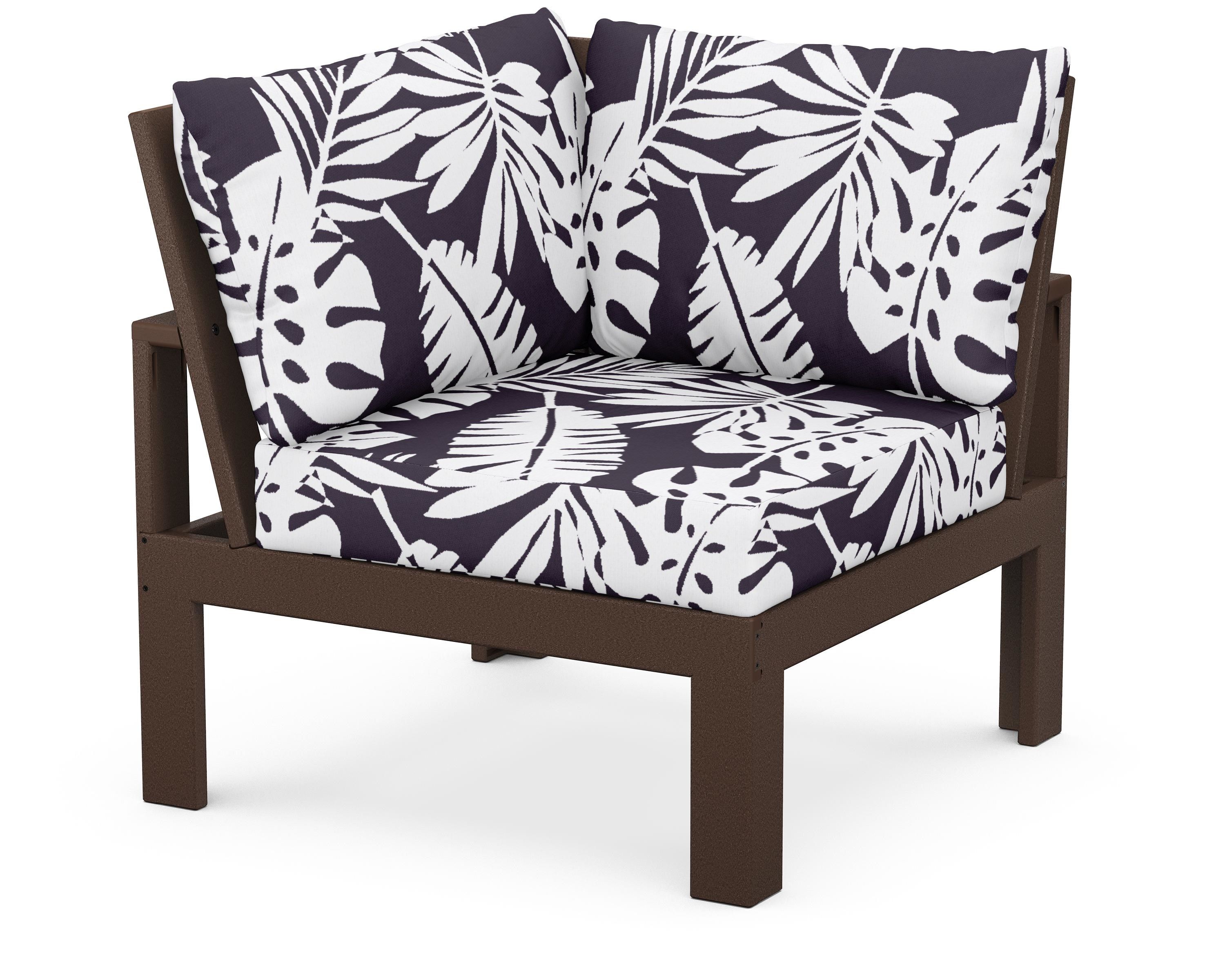 Unbranded Modular Corner Chair in Mahogany / Leaf Navy