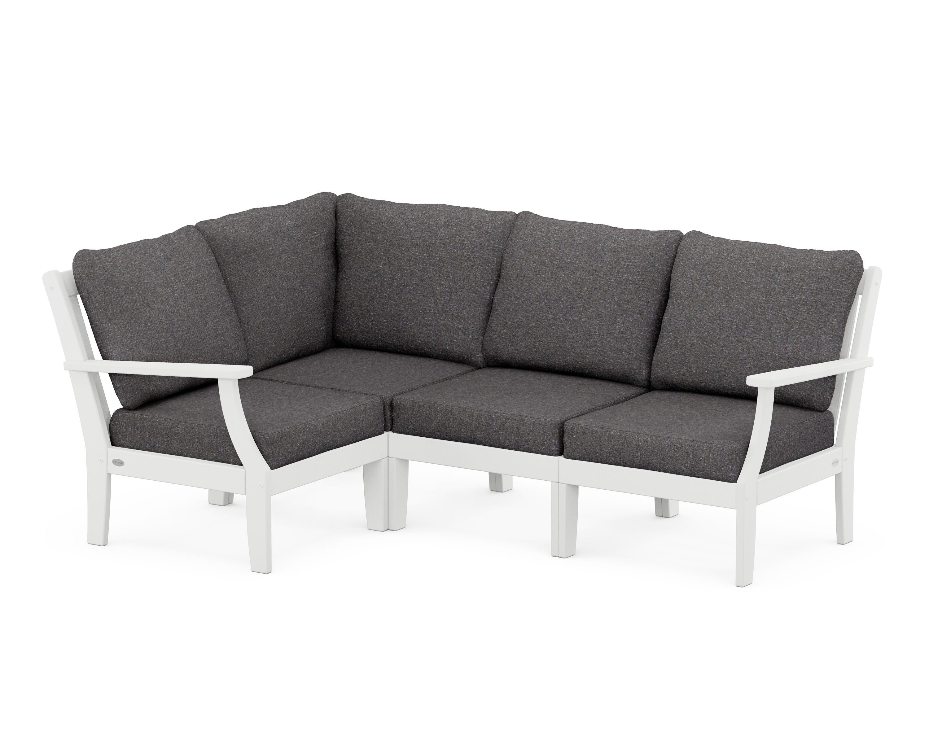 POLYWOOD® Braxton Modular 4-Piece Deep Seating Set in White / Ash Charcoal