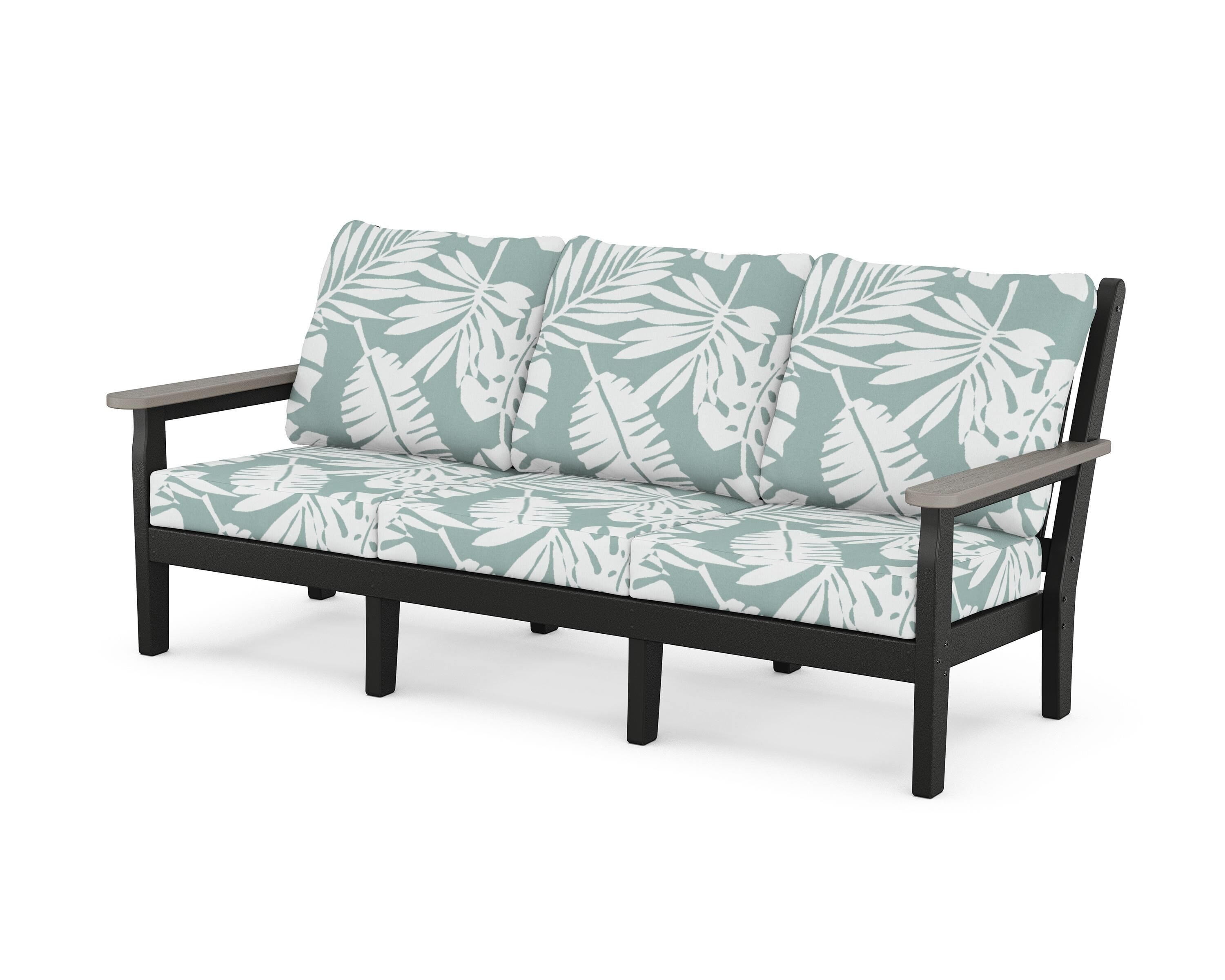 POLYWOOD® Chippendale Deep Seating Sofa in Black / Driftwood / Leaf Glacier Spa