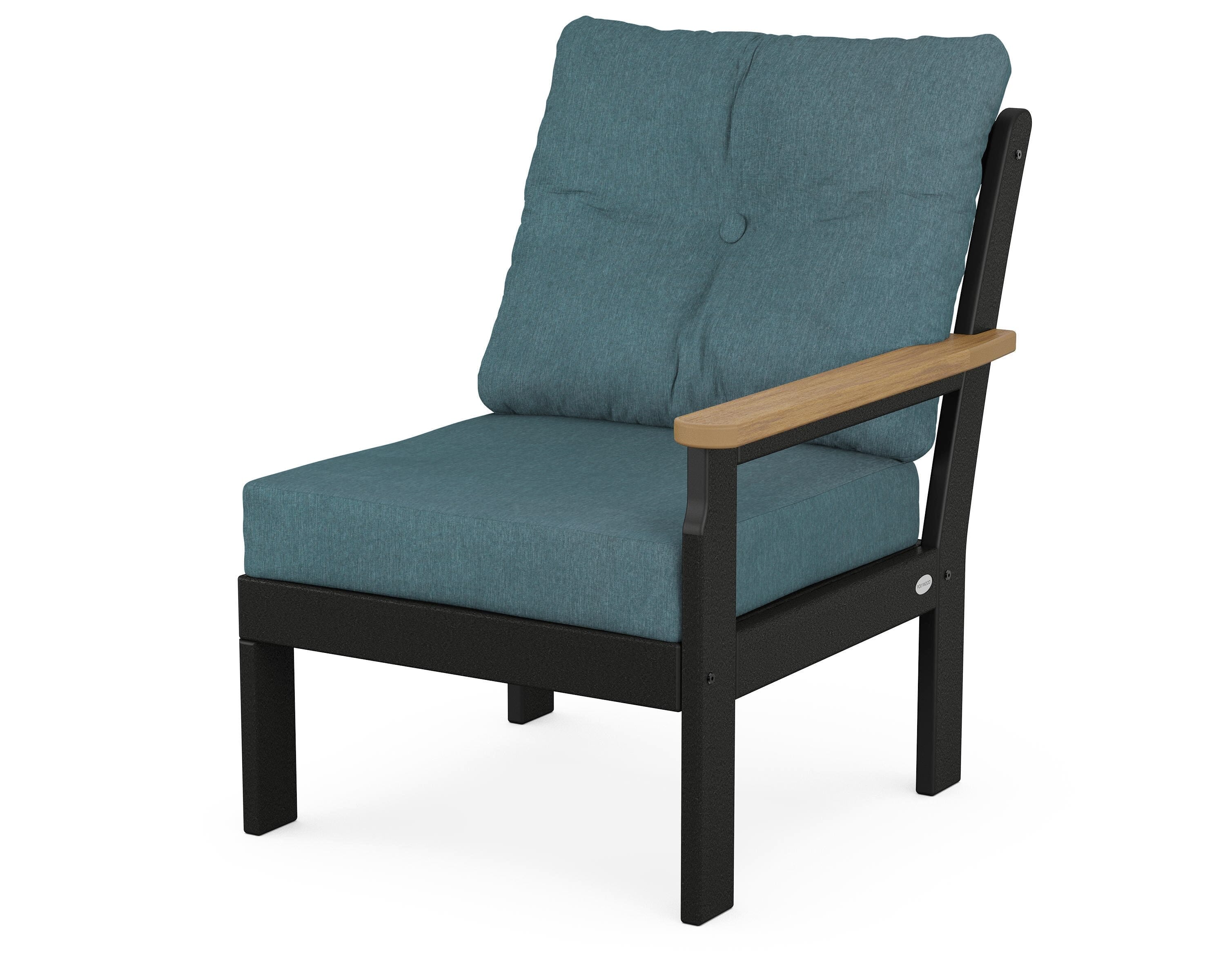 POLYWOOD® Vineyard Modular Right Arm Chair in Black / Natural / Ocean Teal