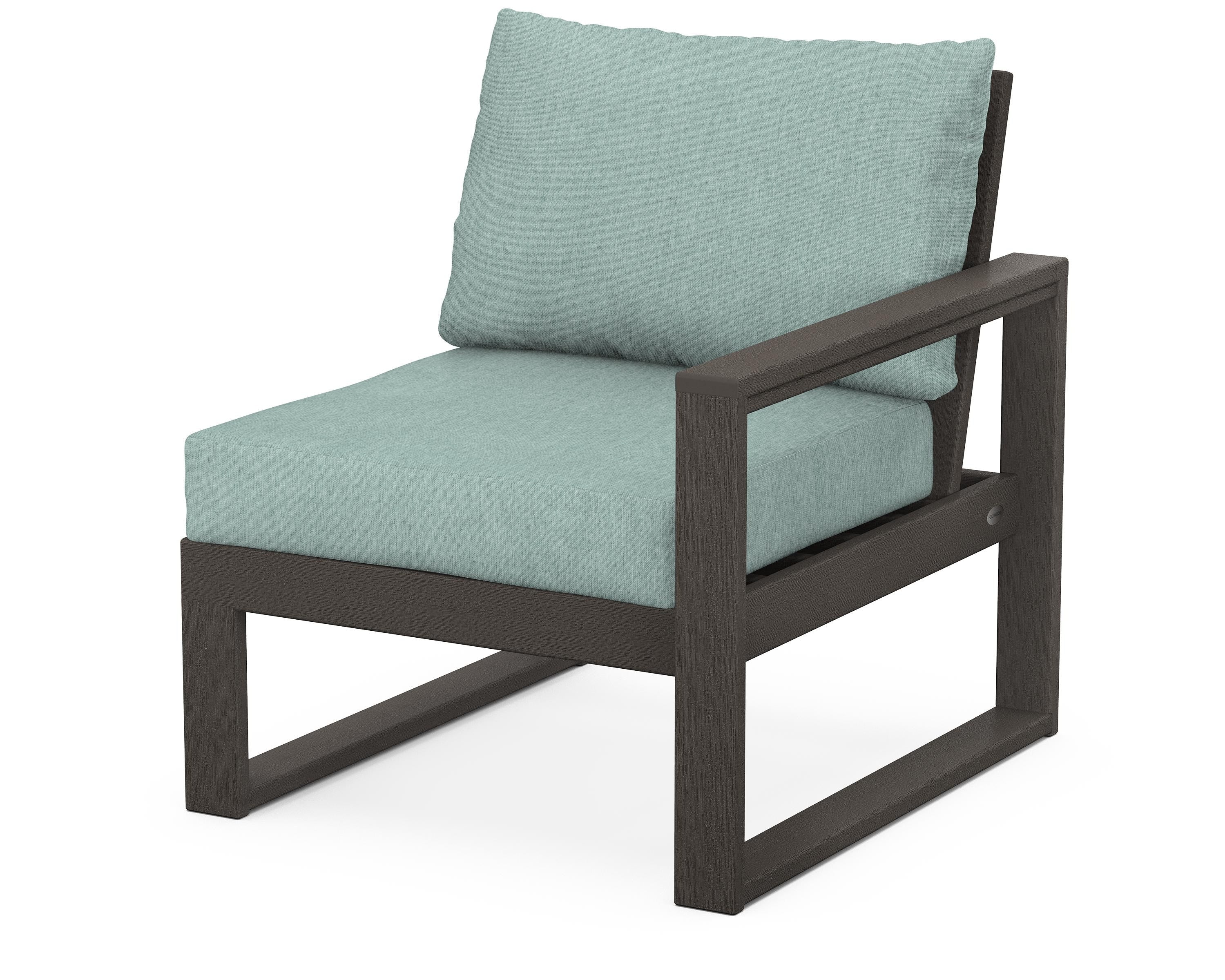POLYWOOD® EDGE Modular Right Arm Chair in Vintage Coffee / Glacier Spa