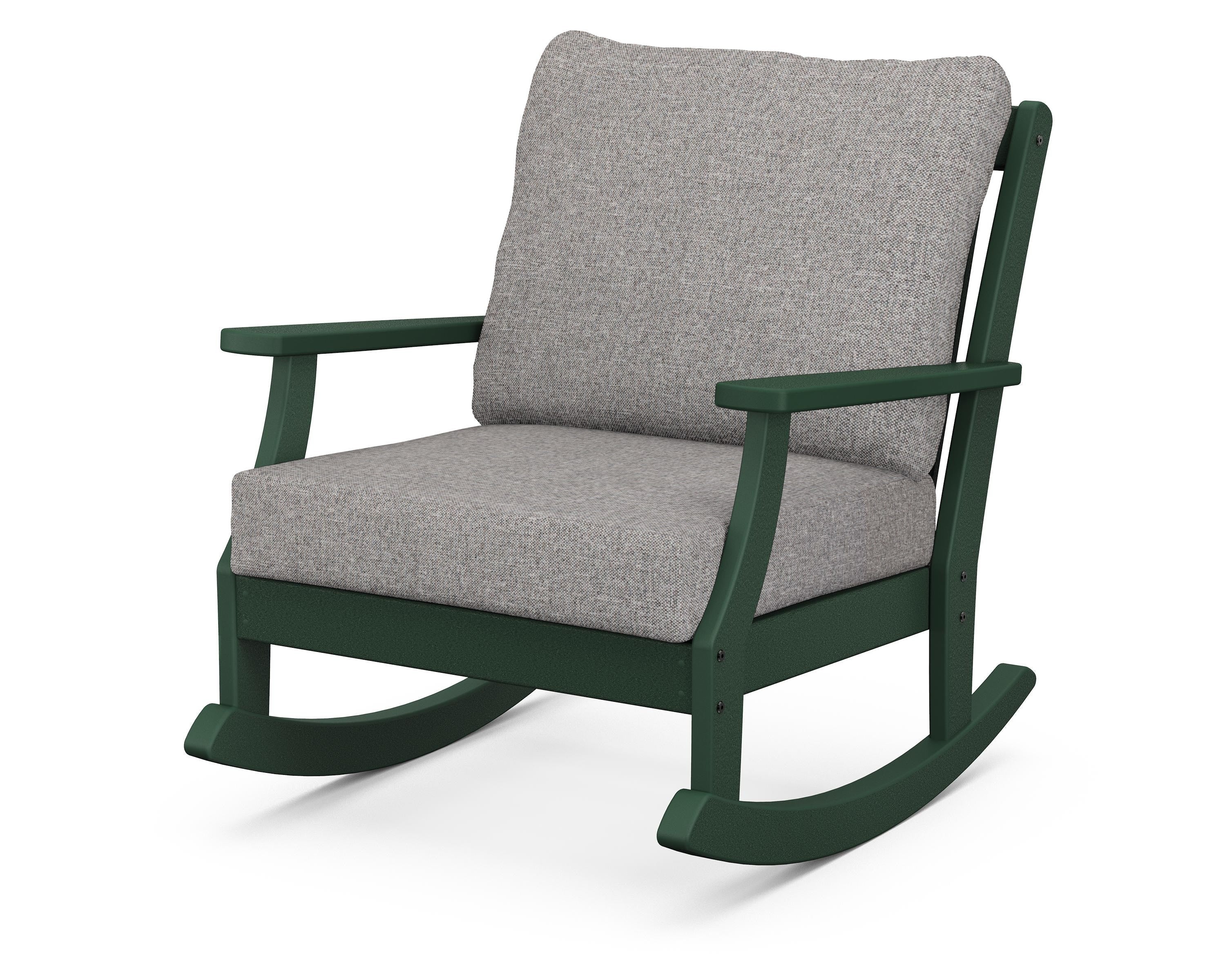 POLYWOOD® Braxton Deep Seating Rocking Chair in Green / Grey Mist