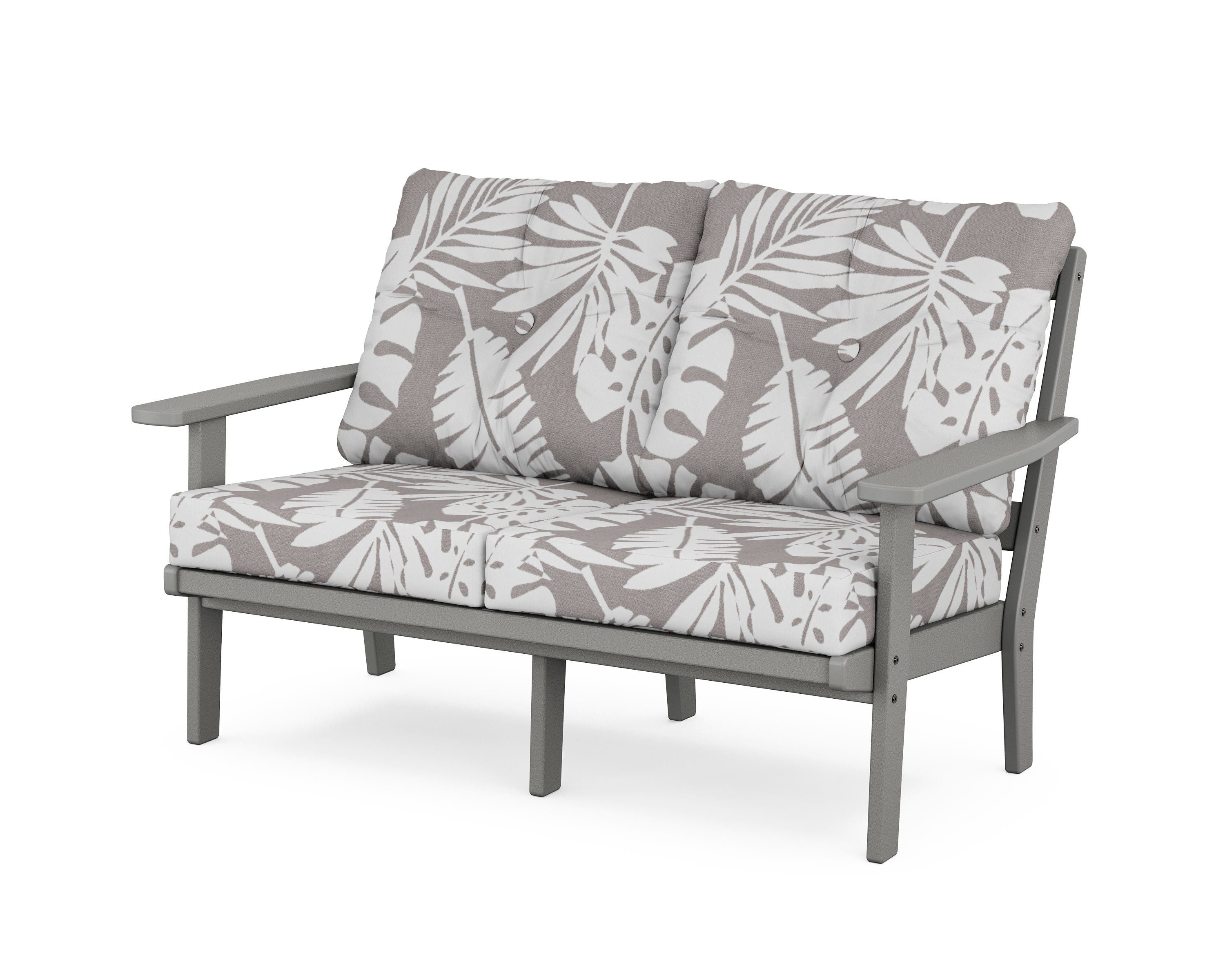 POLYWOOD® Prairie Deep Seating Loveseat in Slate Grey / Leaf Grey Mist