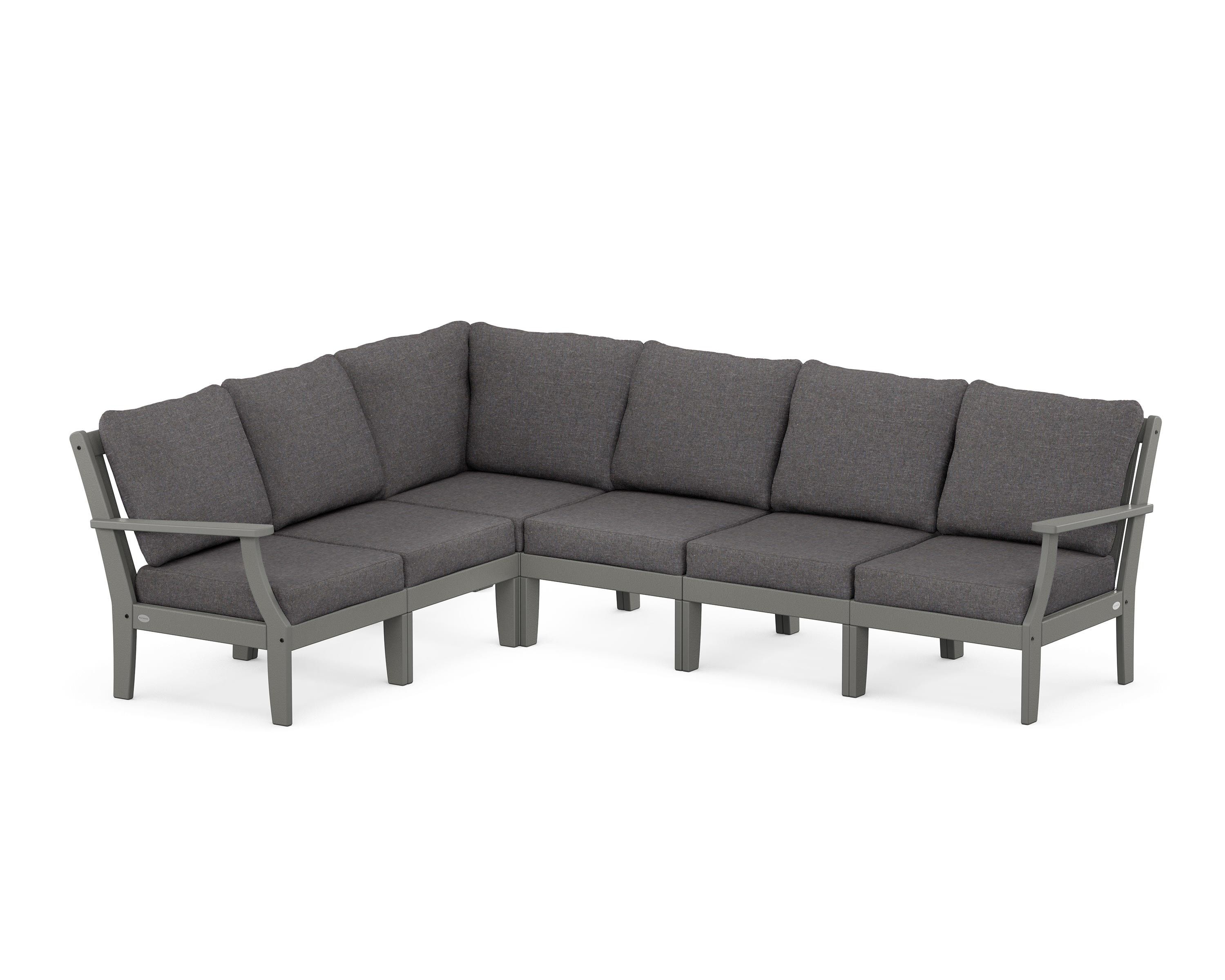 POLYWOOD® Braxton Modular 6-Piece Deep Seating Set in Slate Grey / Ash Charcoal