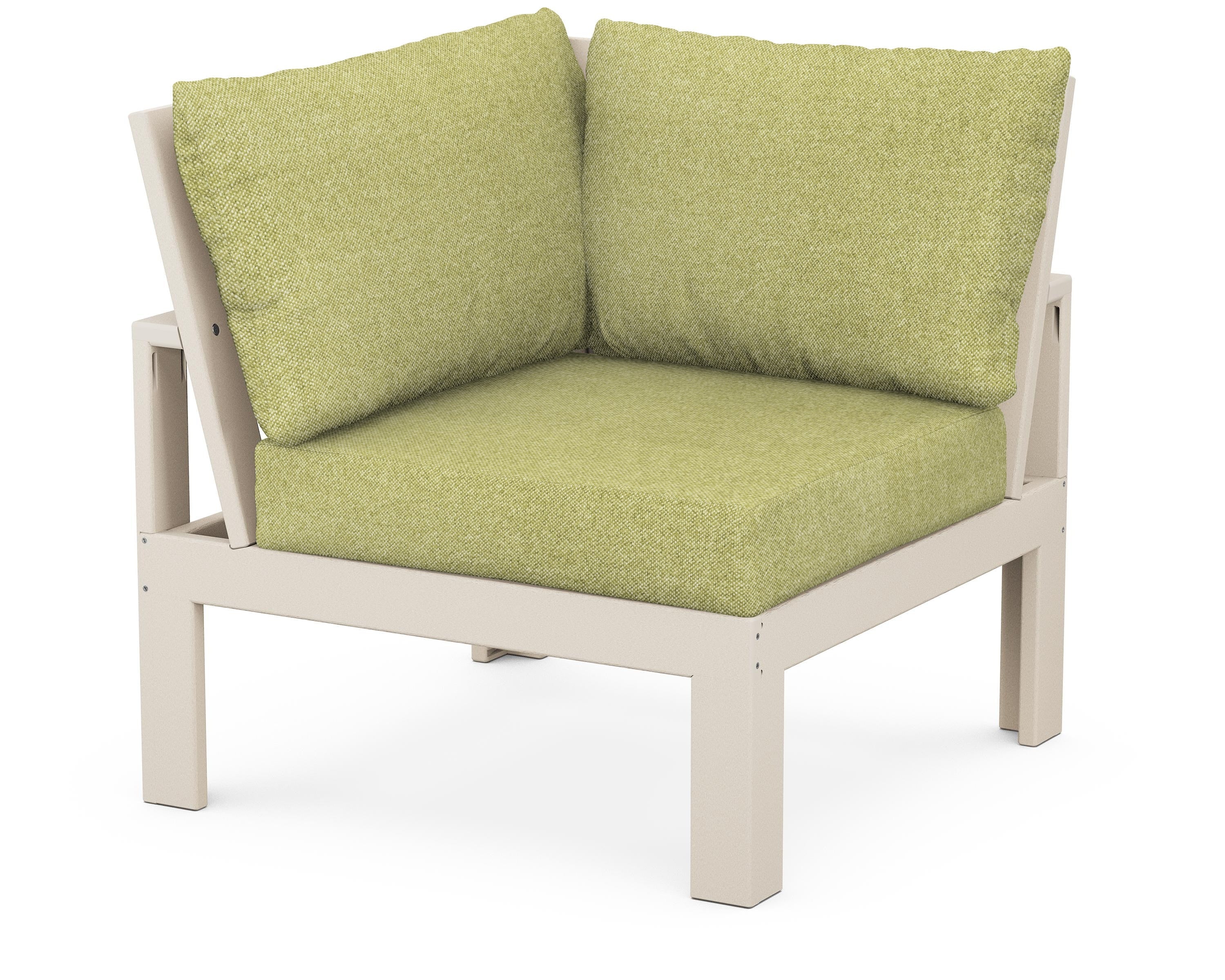Unbranded Modular Corner Chair in Sand / Chartreuse Boucle