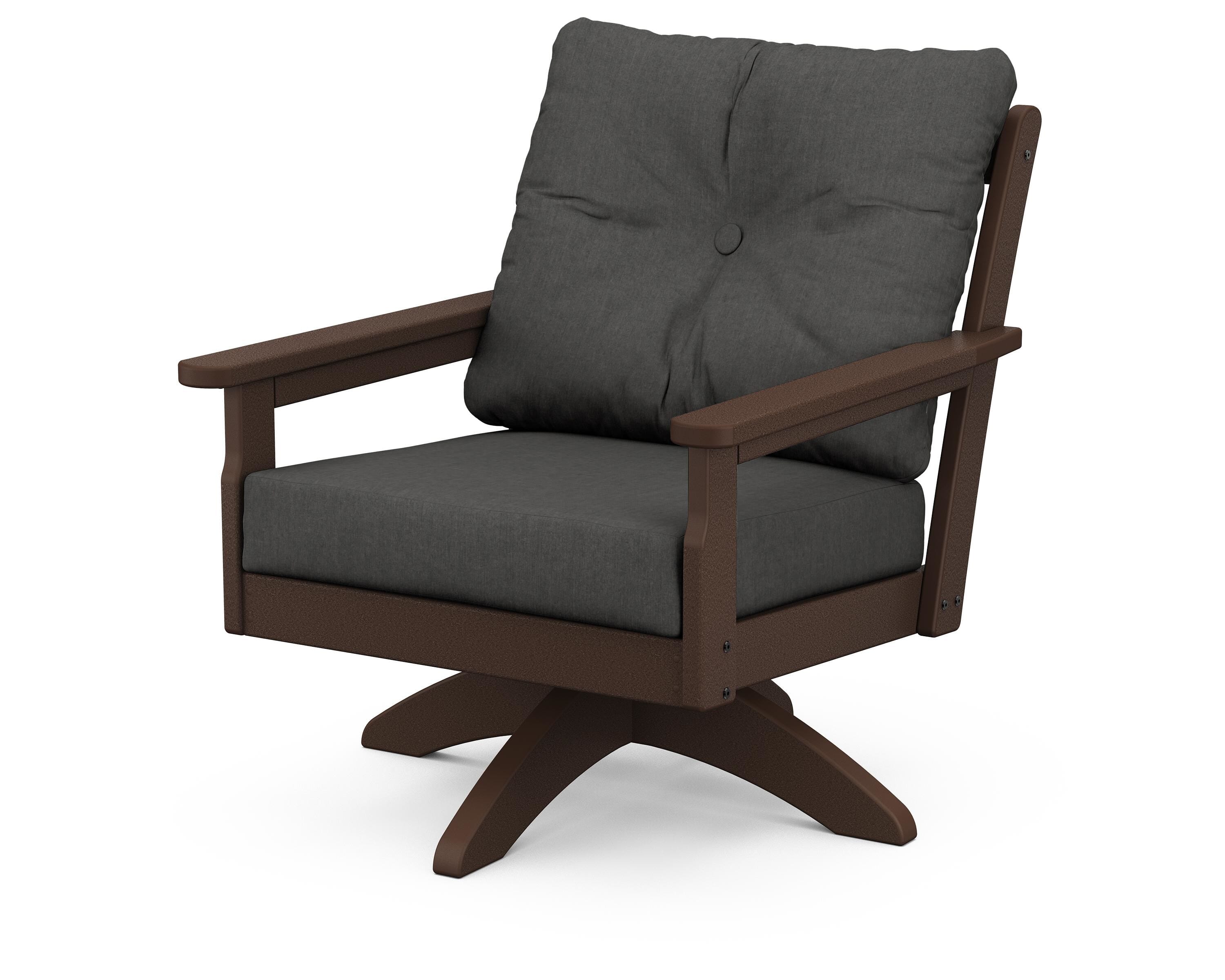 POLYWOOD® Vineyard Deep Seating Swivel Chair in Mahogany / Spectrum Carbon