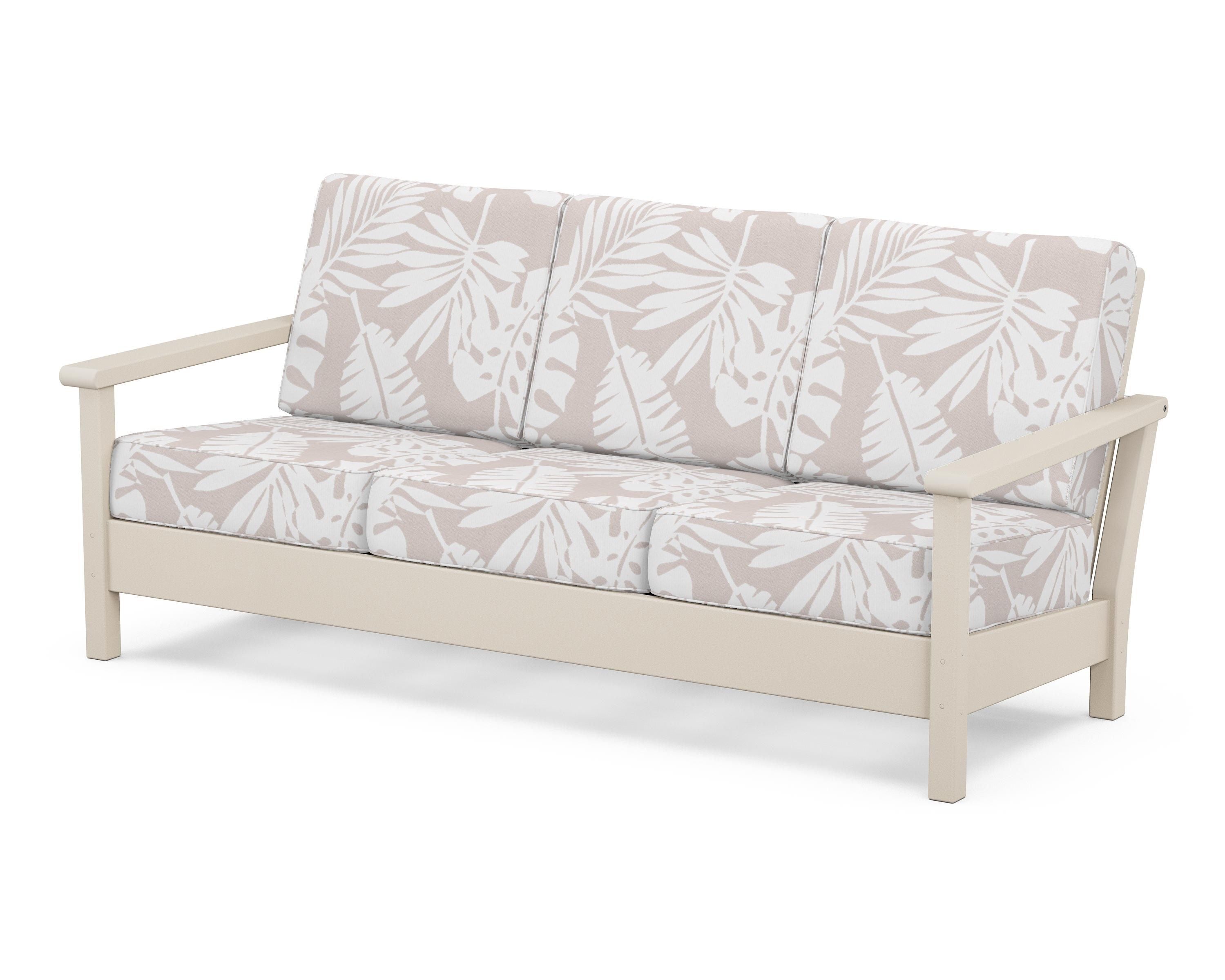 POLYWOOD® Harbour Deep Seating Sofa in Sand / Leaf Dune Burlap
