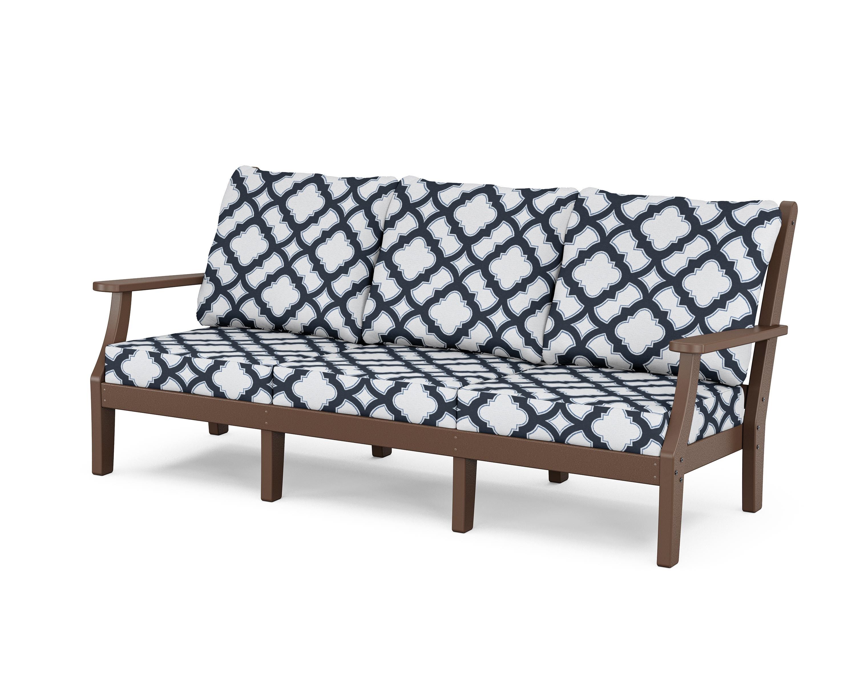 Country Living Wovendale Deep Seating Sofa in Mahogany / Trellis Marine Indigo