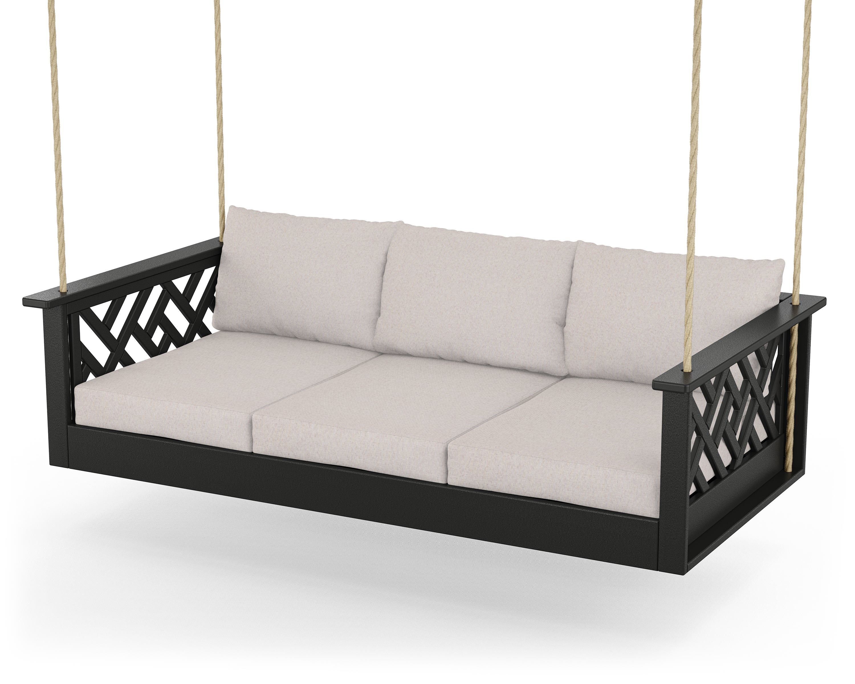 POLYWOOD® Chippendale Daybed Swing in Black / Dune Burlap