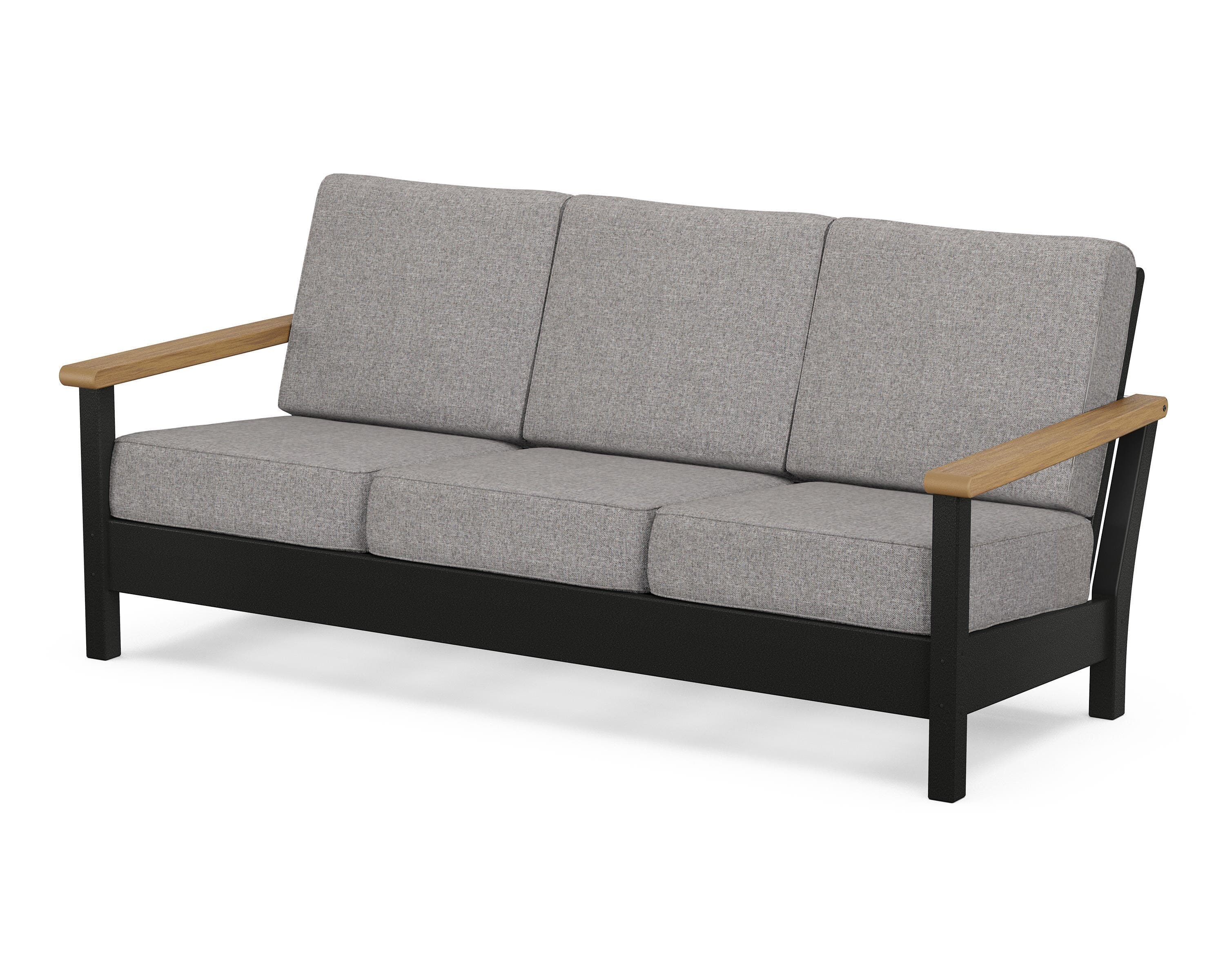 POLYWOOD® Harbour Deep Seating Sofa in Black / Natural / Grey Mist