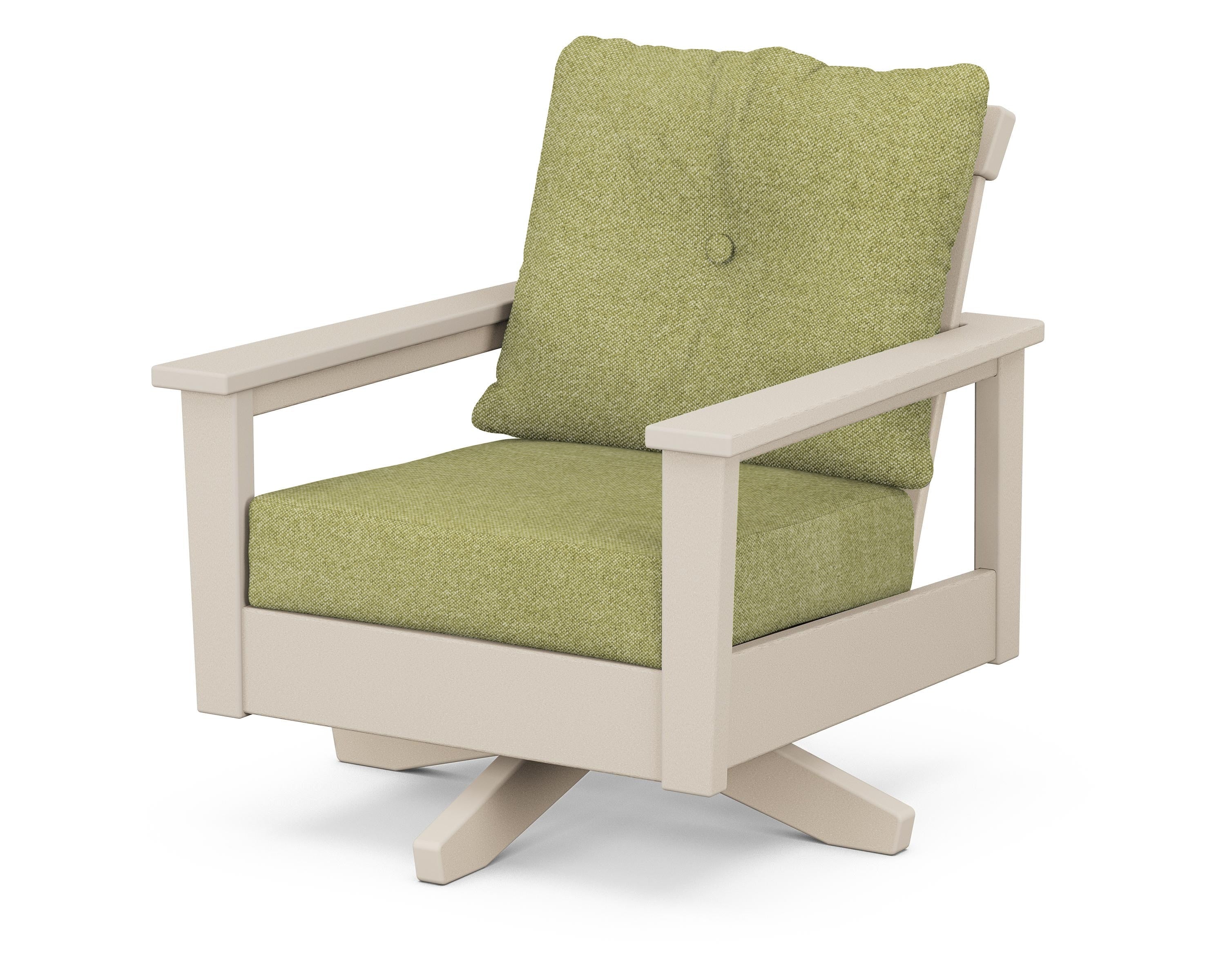 POLYWOOD® Prescott Deep Seating Swivel Chair in Sand / Chartreuse Boucle