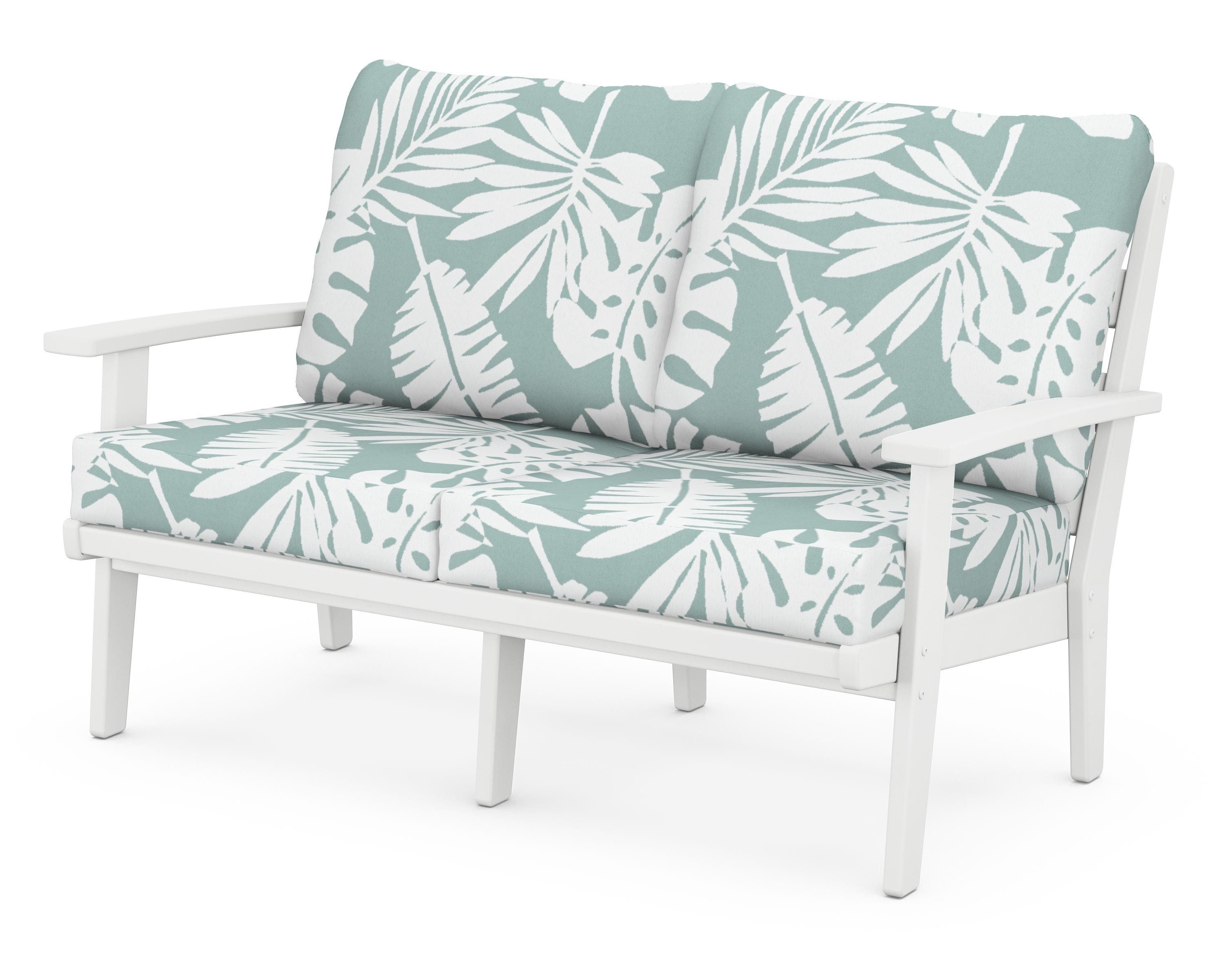 POLYWOOD® Grant Park Deep Seating Loveseat in White / Leaf Glacier Spa