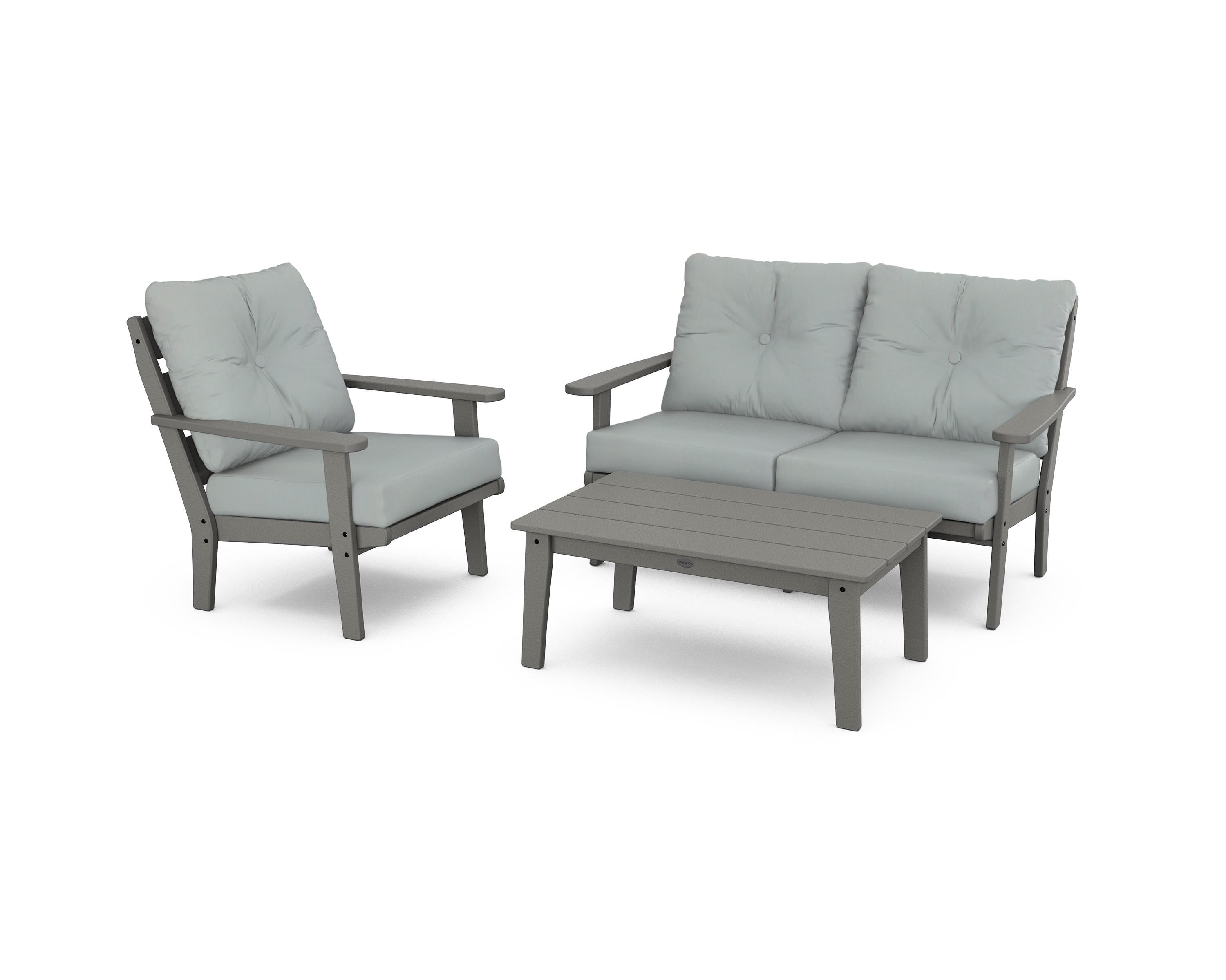 POLYWOOD® Lakeside 3-Piece Deep Seating Set in Slate Grey / Spa