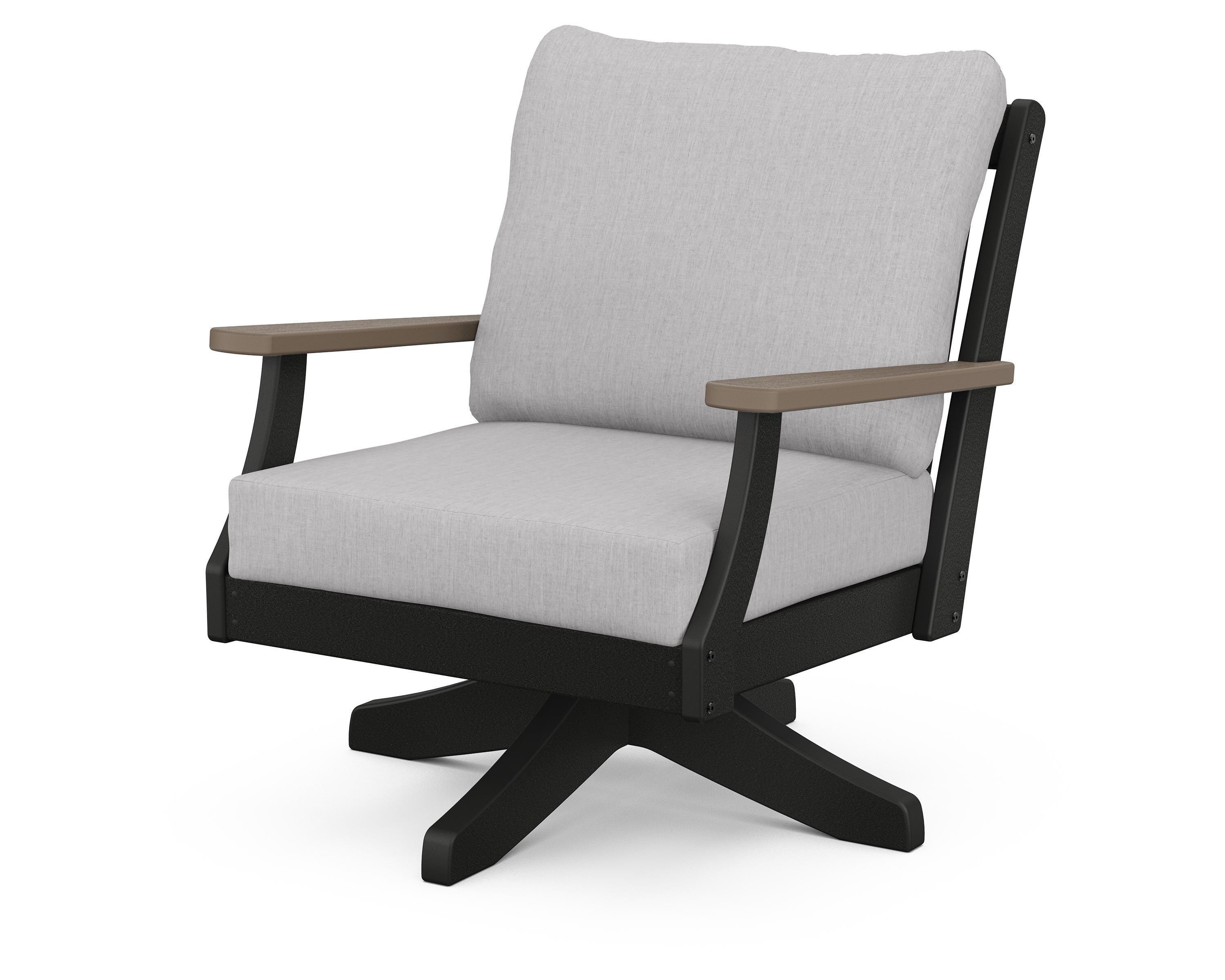 POLYWOOD® Braxton Deep Seating Swivel Chair in Black / Kona / Granite