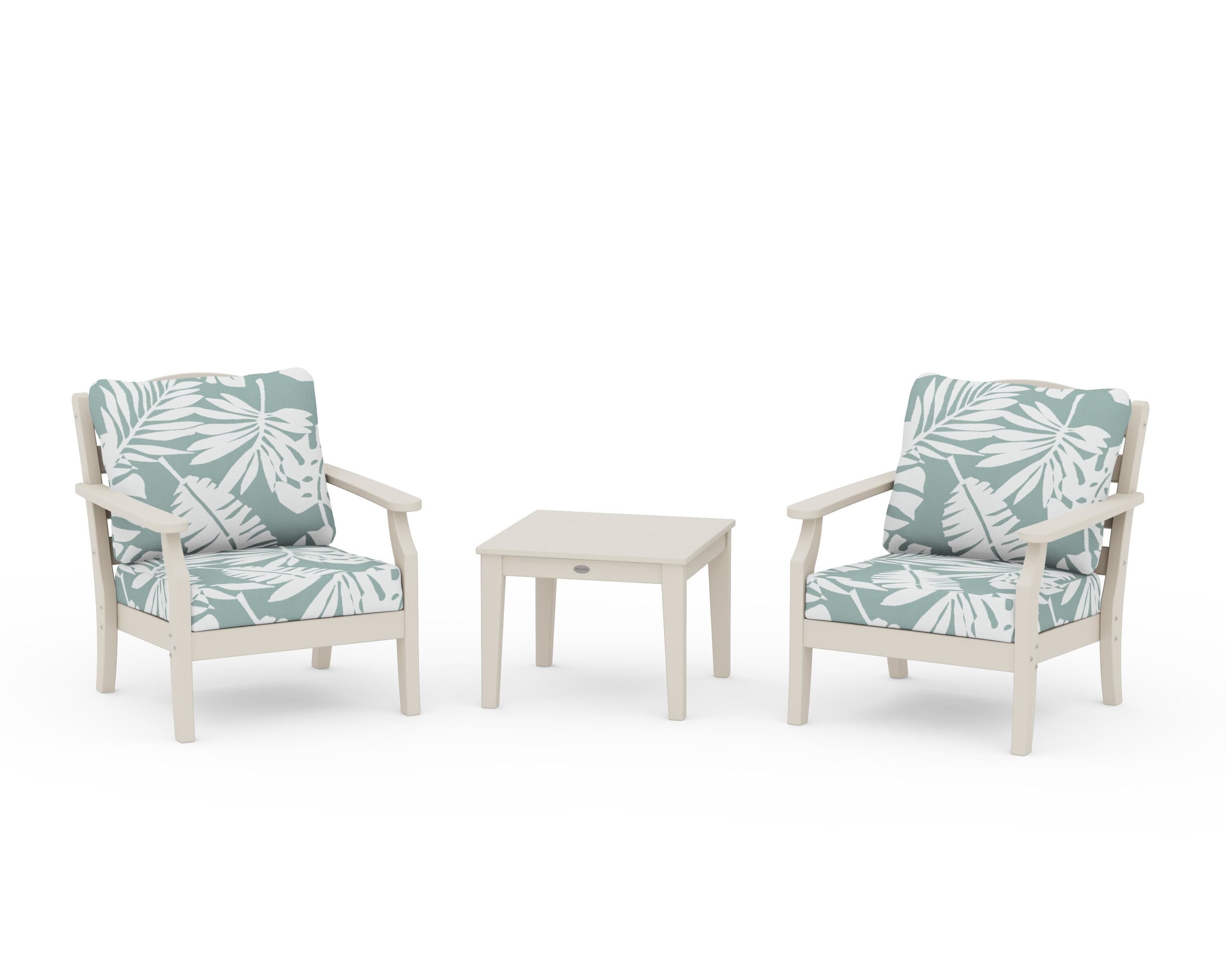 Draper James™ by POLYWOOD® Savannah 3-Piece Deep Seating Set in Sand / Leaf Glacier Spa